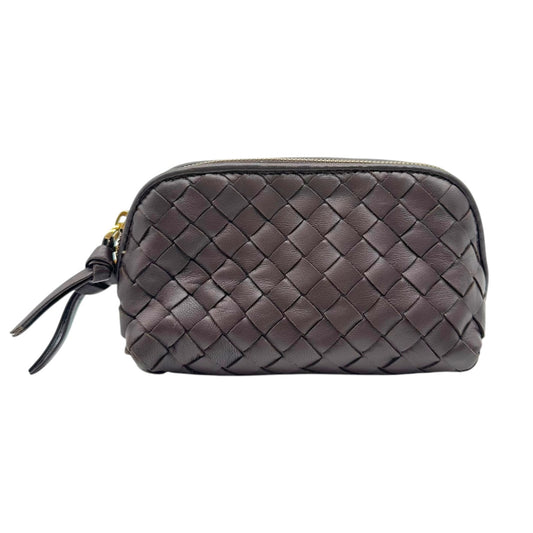 Bottega Veneta Brown Intrecciato Leather Woven Mini Cosmetic Pouch