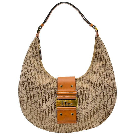 Christian Dior Tan Trotter Monogram Crescent Hobo Bag
