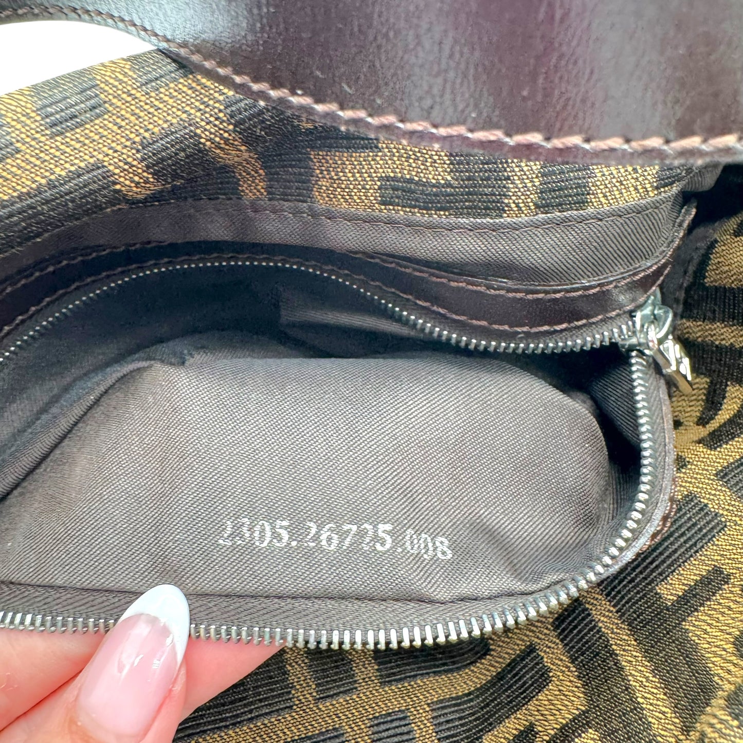 Fendi Classic Zucca Monogram Fold-Over Baguette Bag