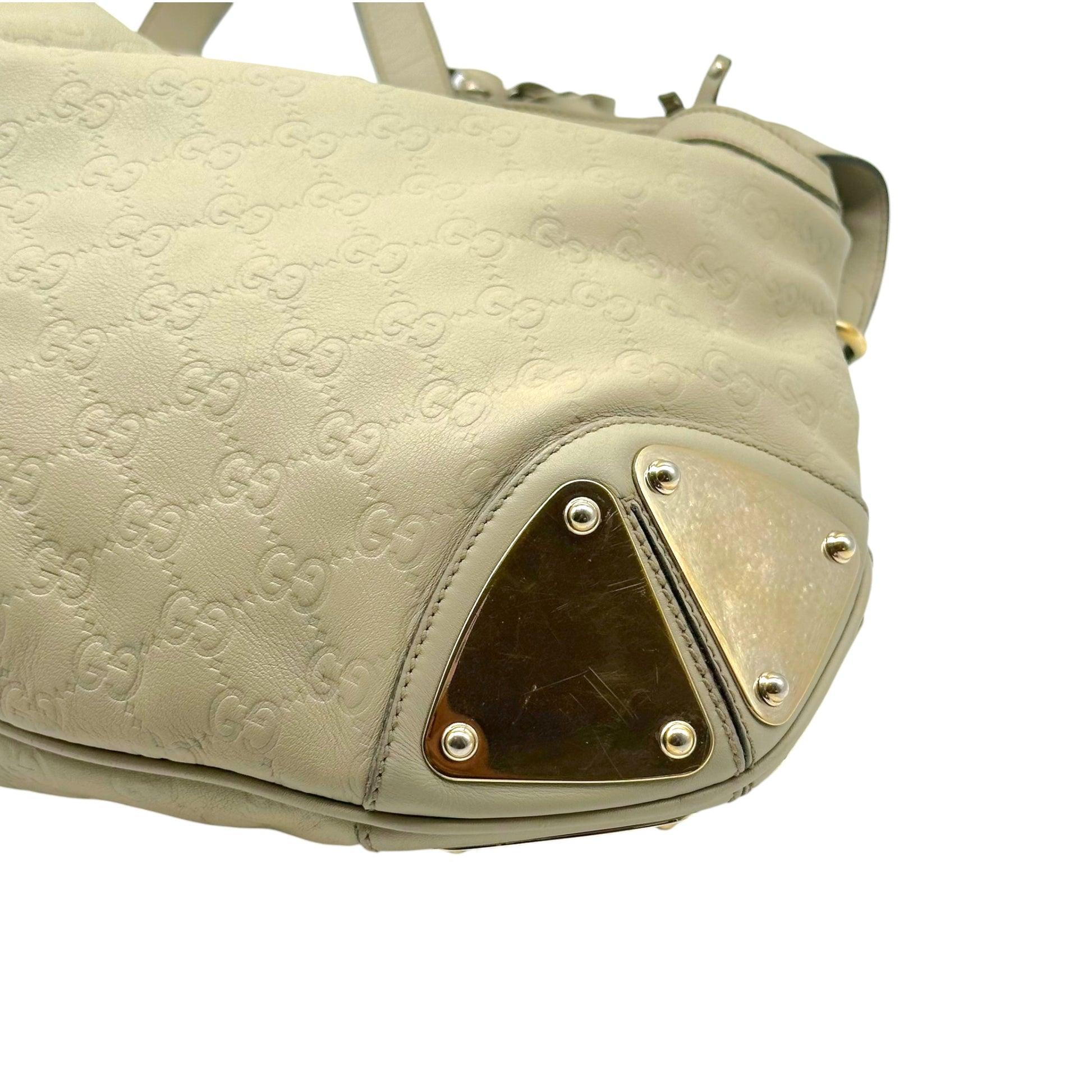 Gucci Light Gray Embossed Monogram Hobo Bag