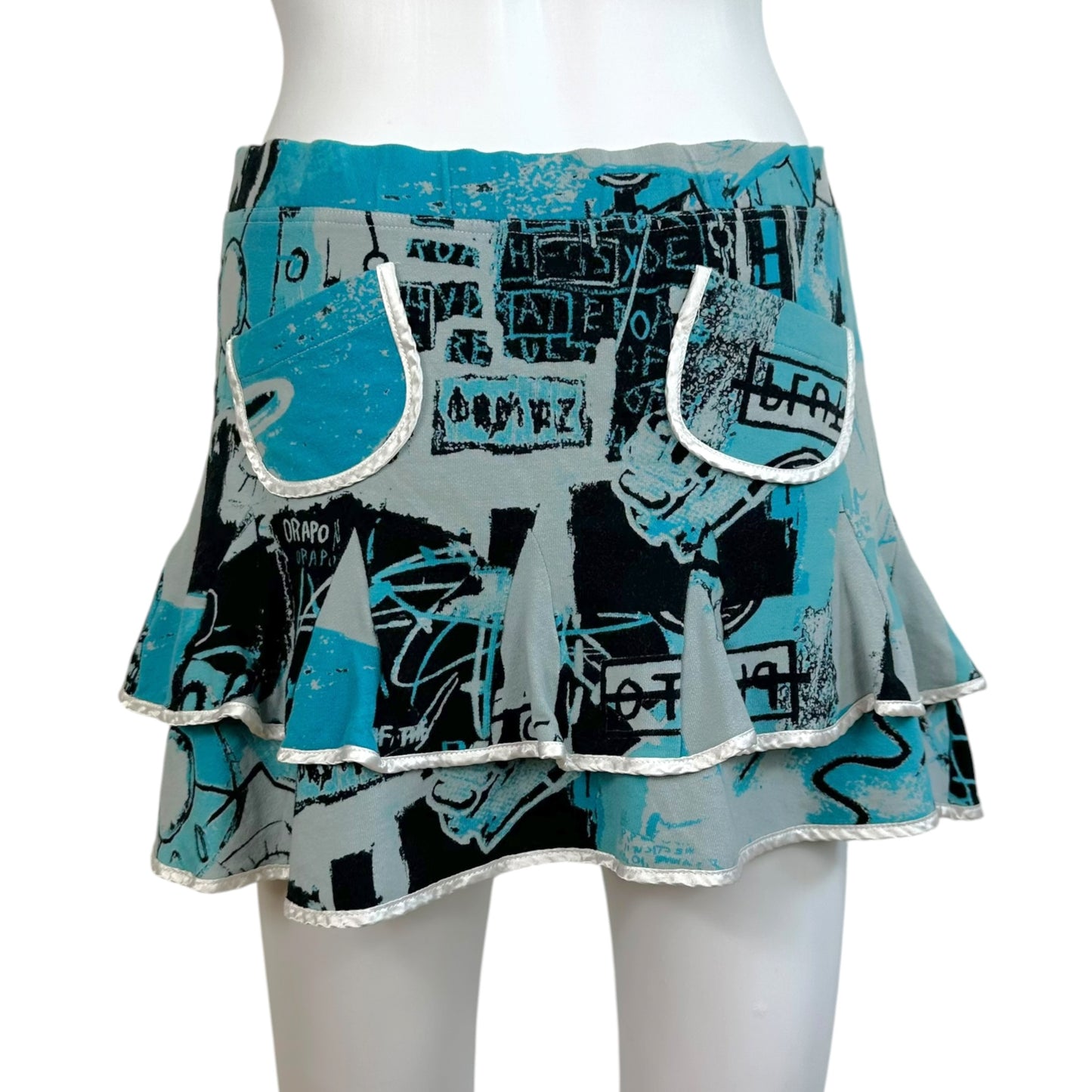 Roberto Cavalli Freedom Blue Graffiti Printed Mini Skirt