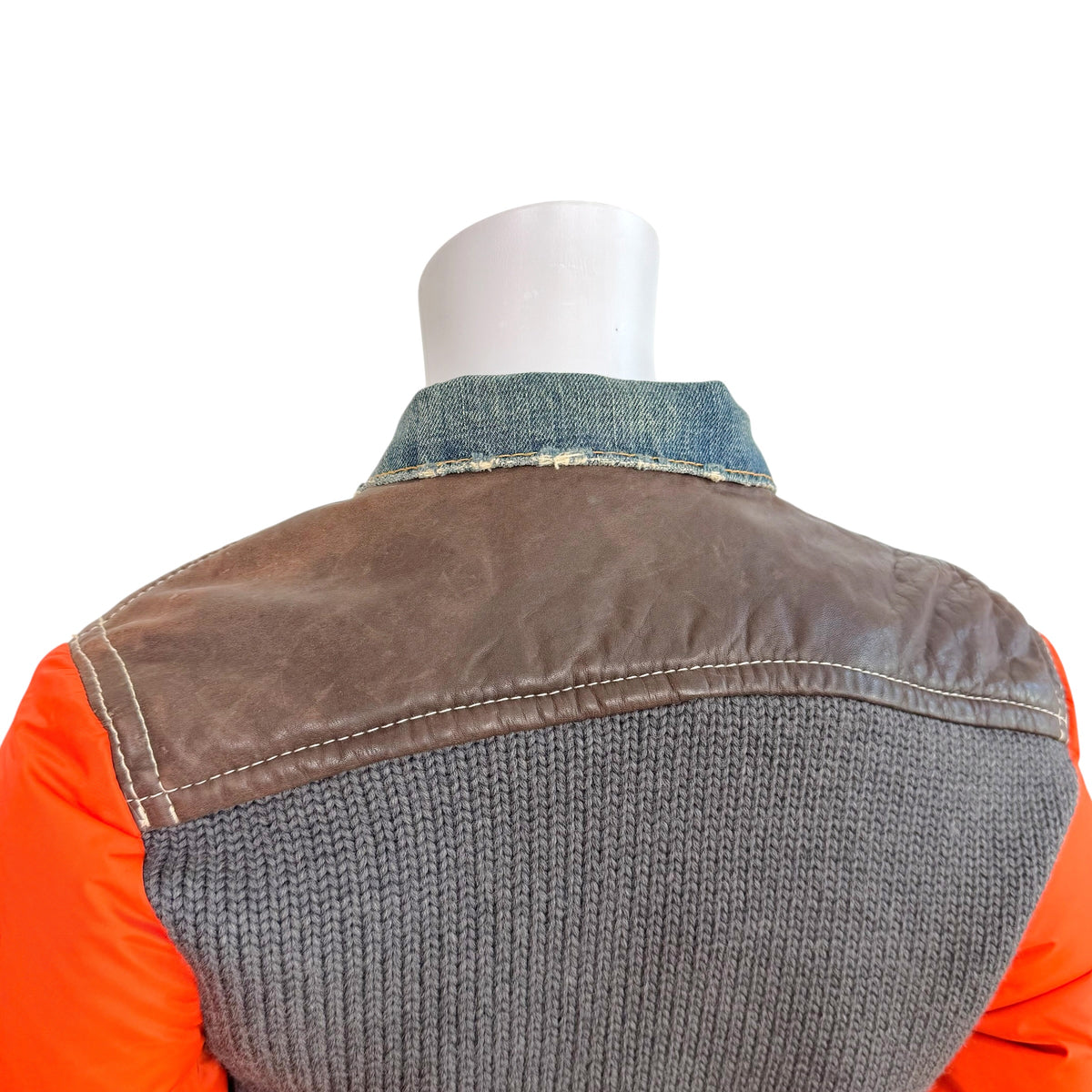 Dsquared2 Orange Puffer Sleeve & Denim Patchwork Jacket