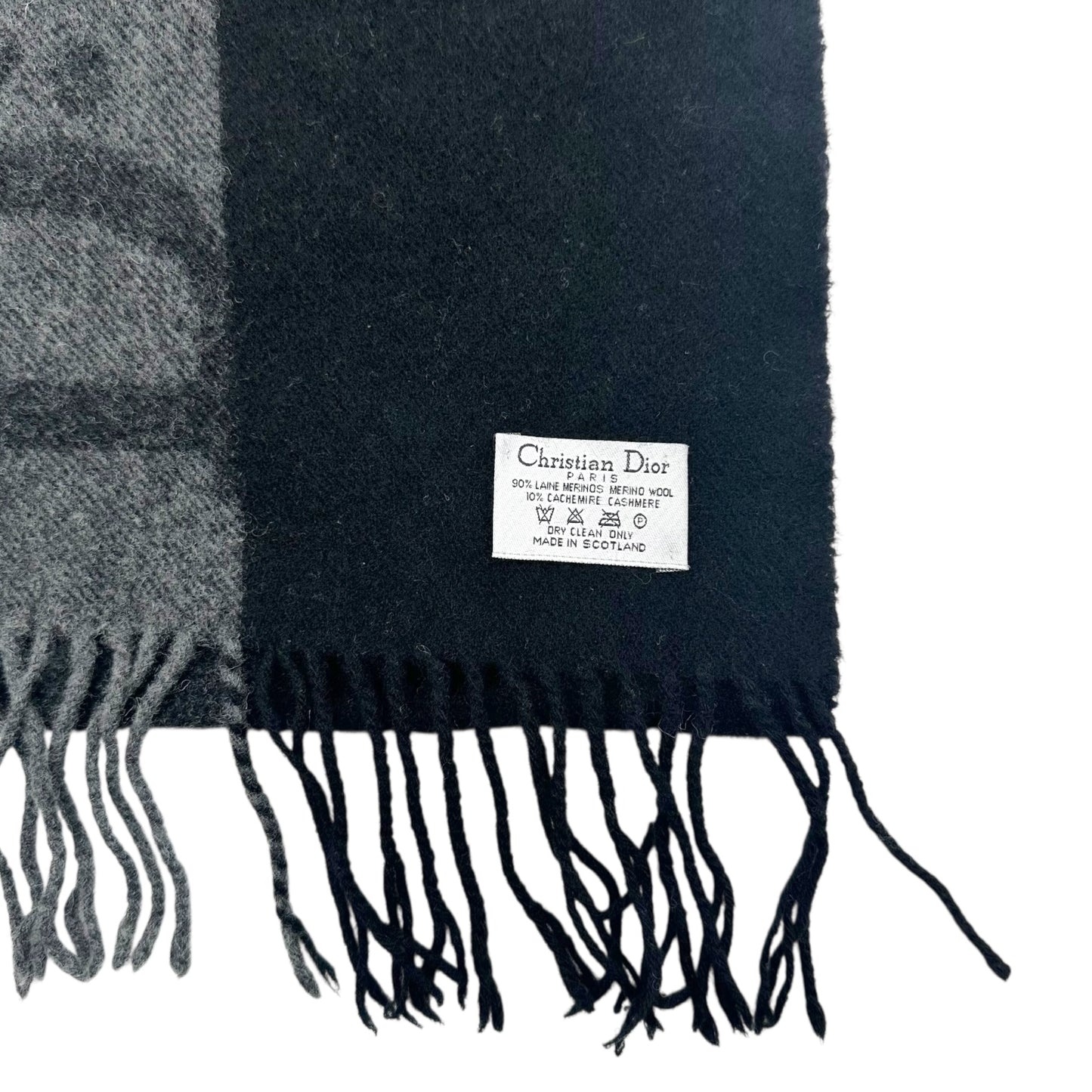 Christian Dior Black & Gray Cashmere Logo Scarf - Outfit Repeater