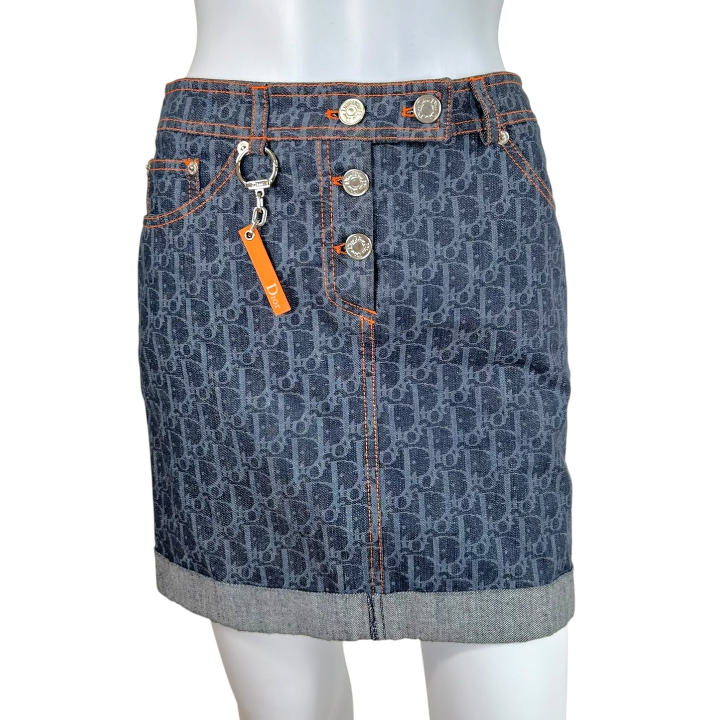 Christian Dior Denim Mini Skirt Trotter Monogram Print