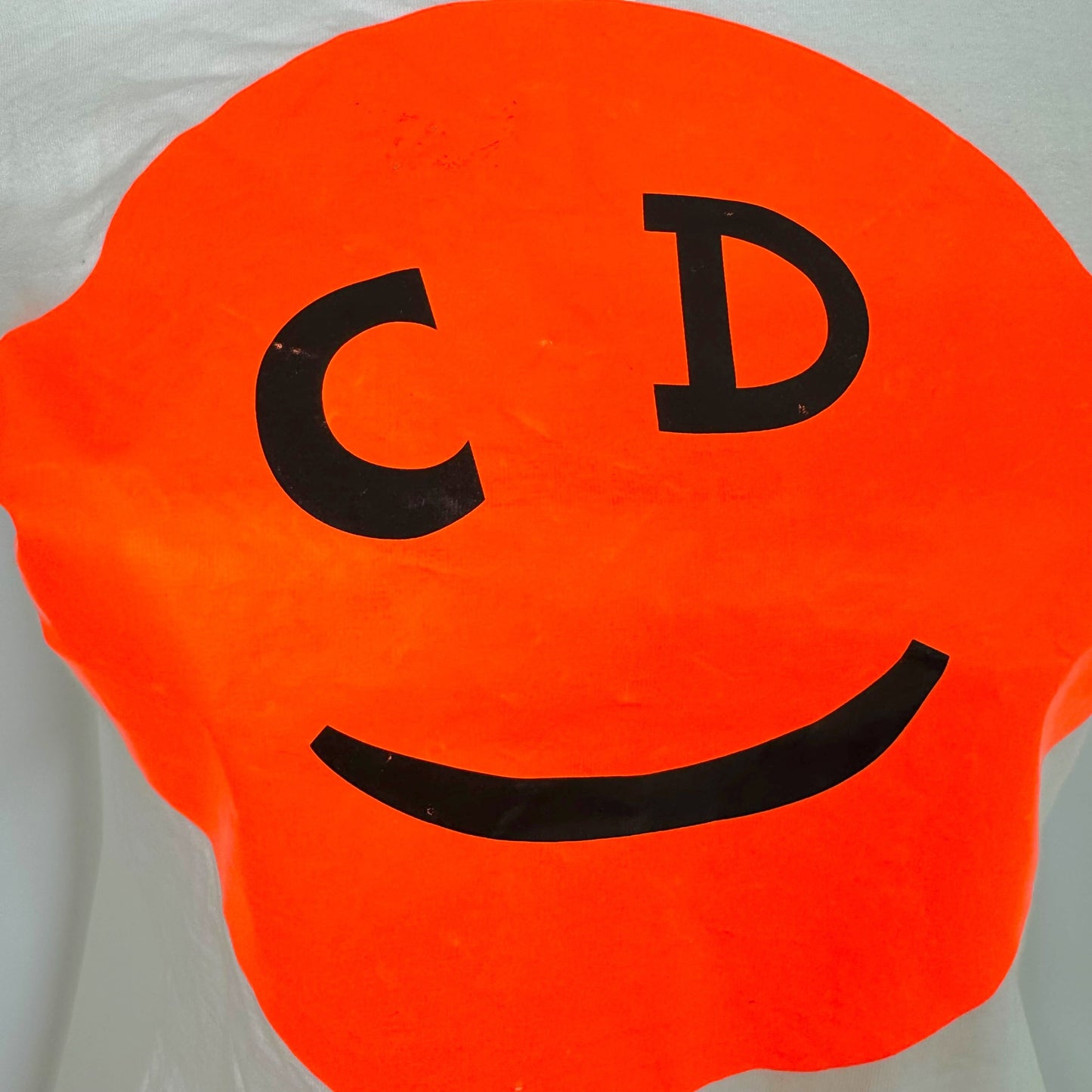 Christian Dior F/W 2001 White & Neon Orange CD Smiley Face T-Shirt
