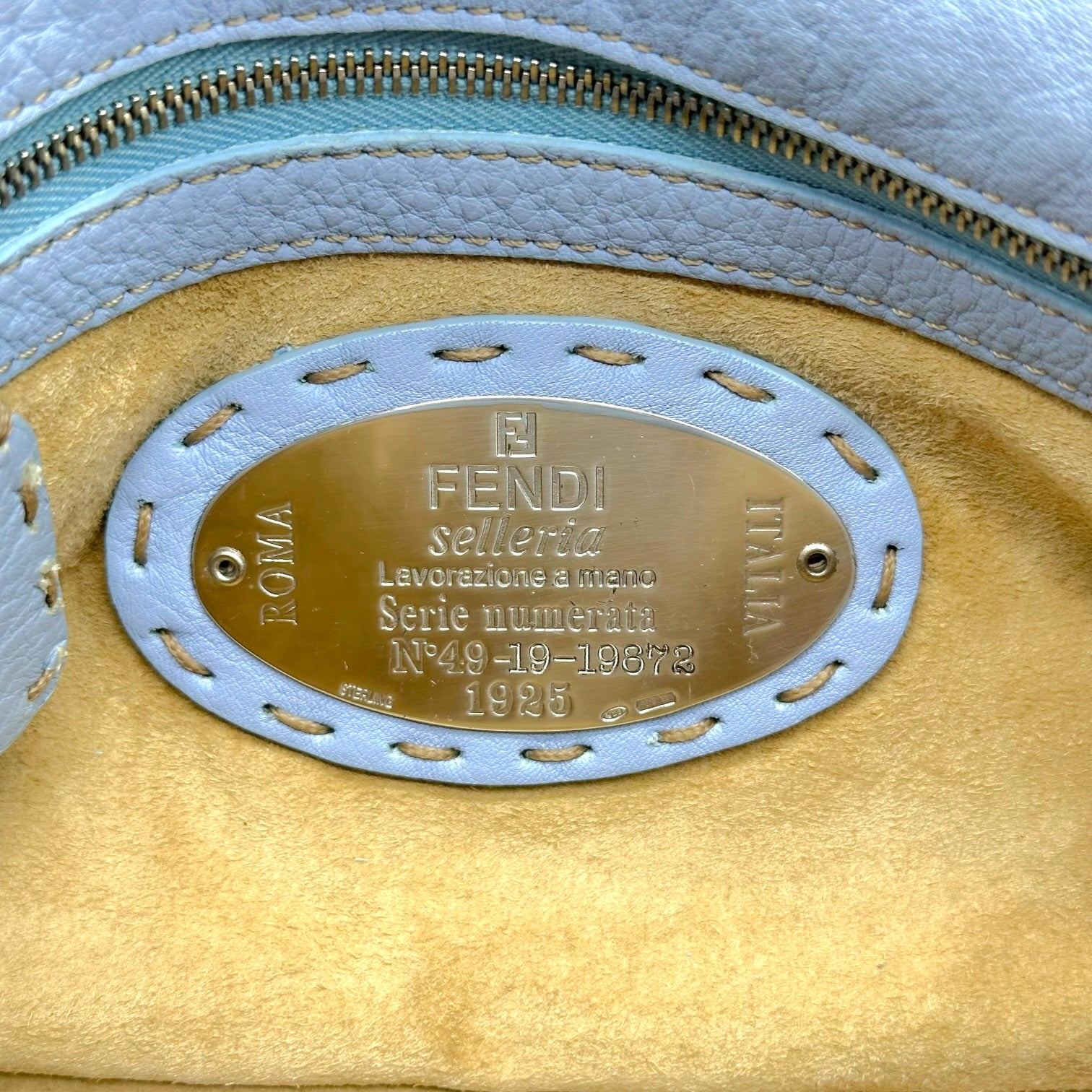 Fendi Mini Mama Baguette Bag Light Blue Leather