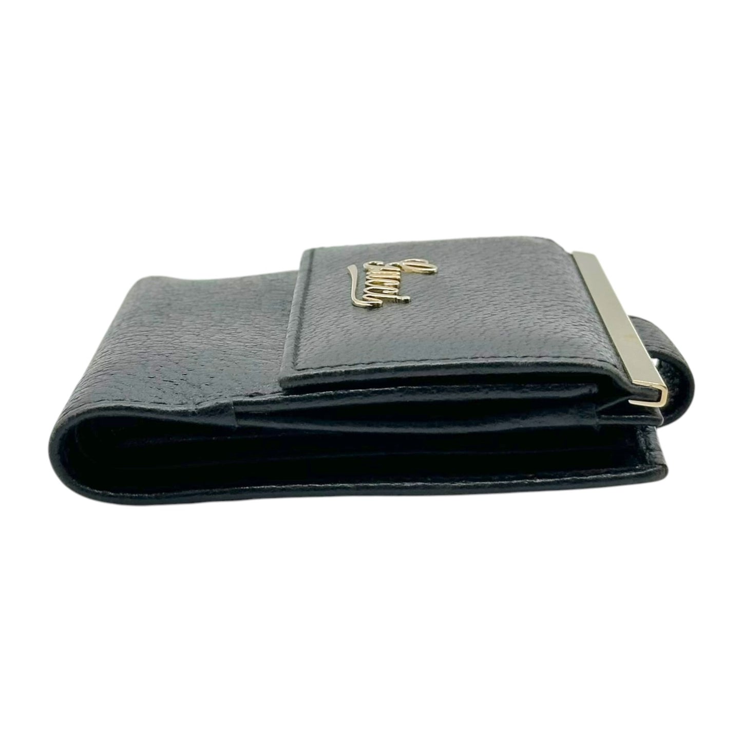 Gucci Black Leather Bi-Fold Wallet with Gold Logo