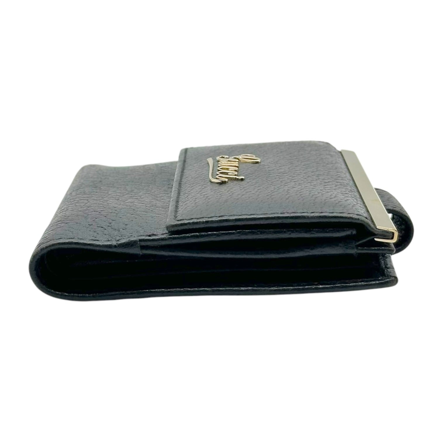 Gucci Black Leather Bi-Fold Wallet with Gold Logo