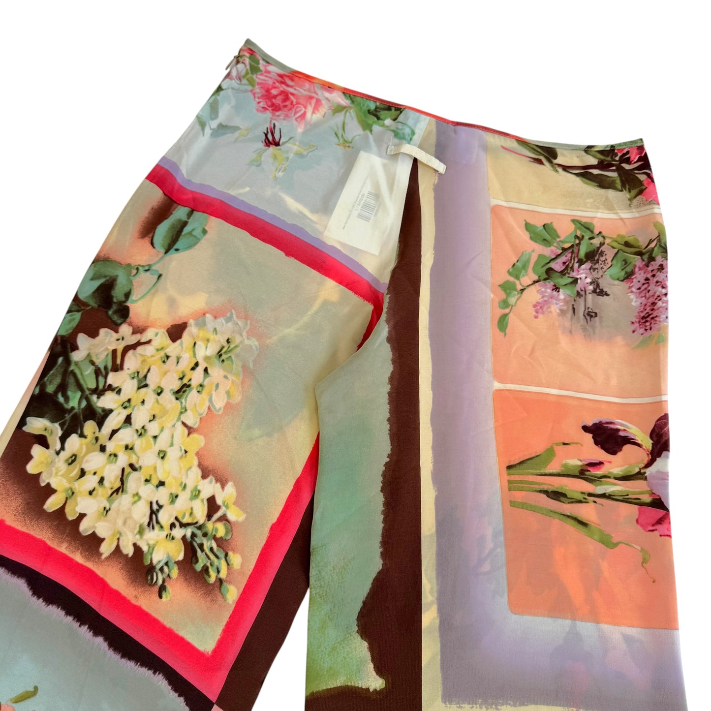 Jean Paul Gaultier Floral Print Silk Wide-Leg Pants