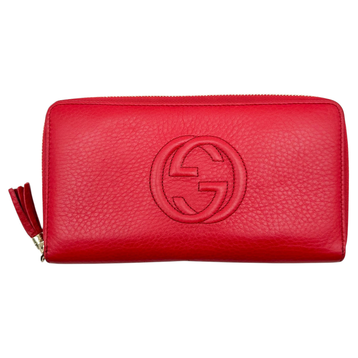 Gucci Red Leather Wallet with Zip Closure