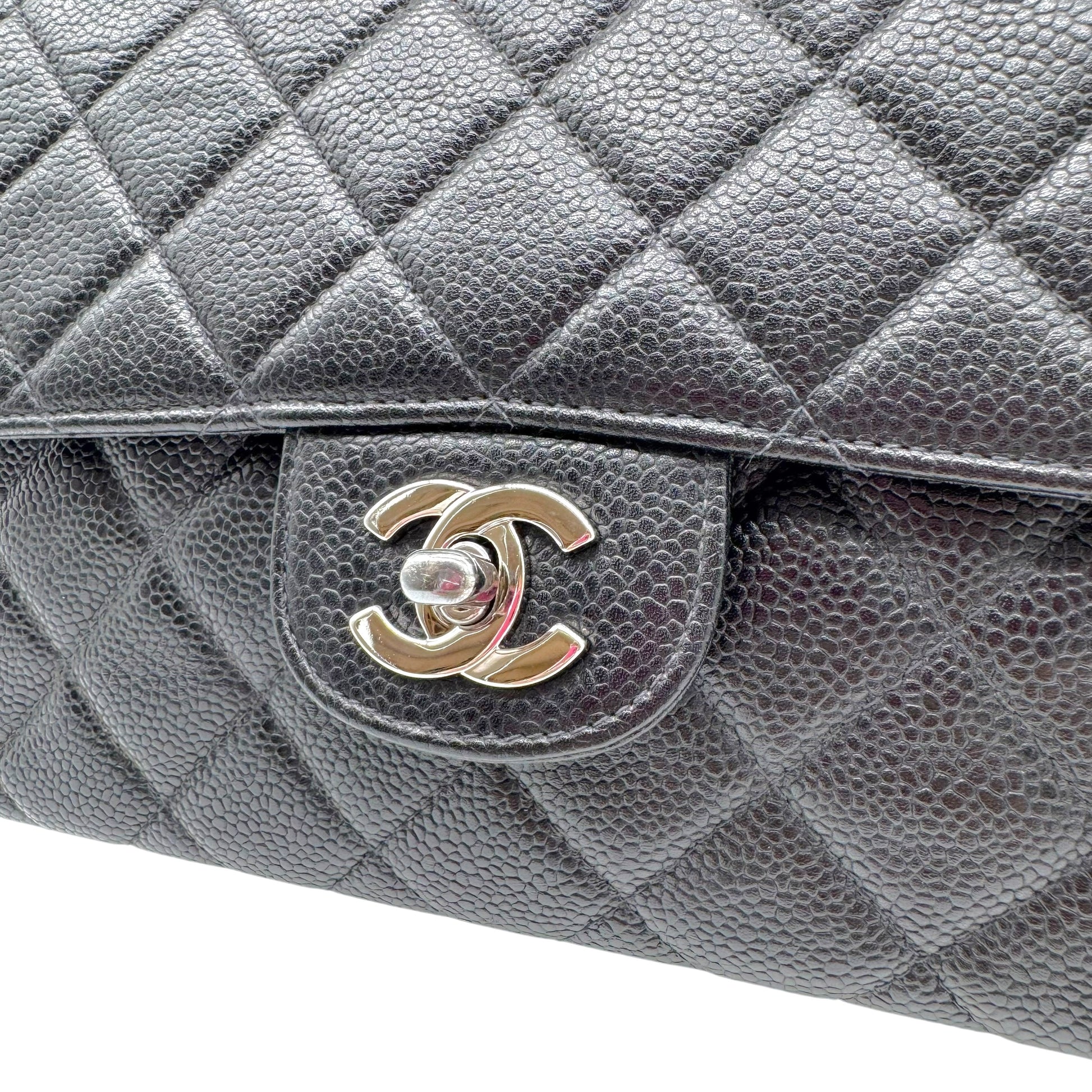 Chanel Black Caviar Leather Medium Flap Bag