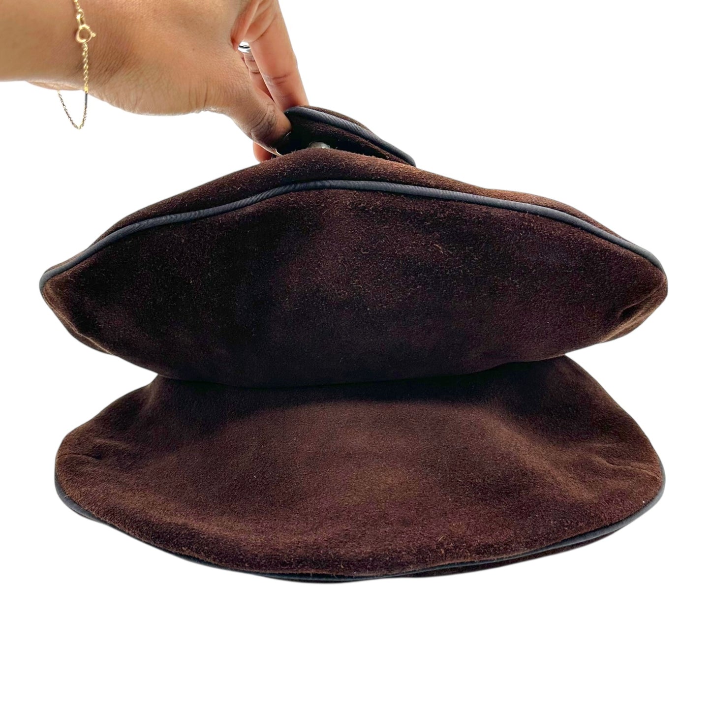 D&G Dolce & Gabbana Brown Suede Croissant Logo Shoulder Bag - Outfit Repeater