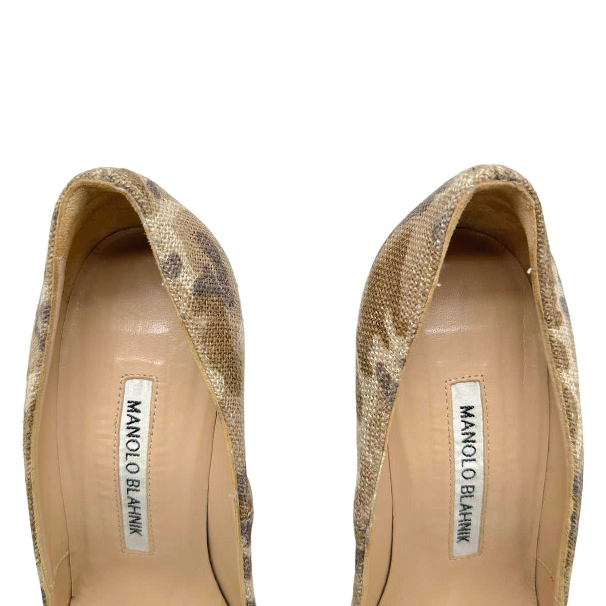 Manolo Blahnik Camo Print Linen Pointed Toe Pumps