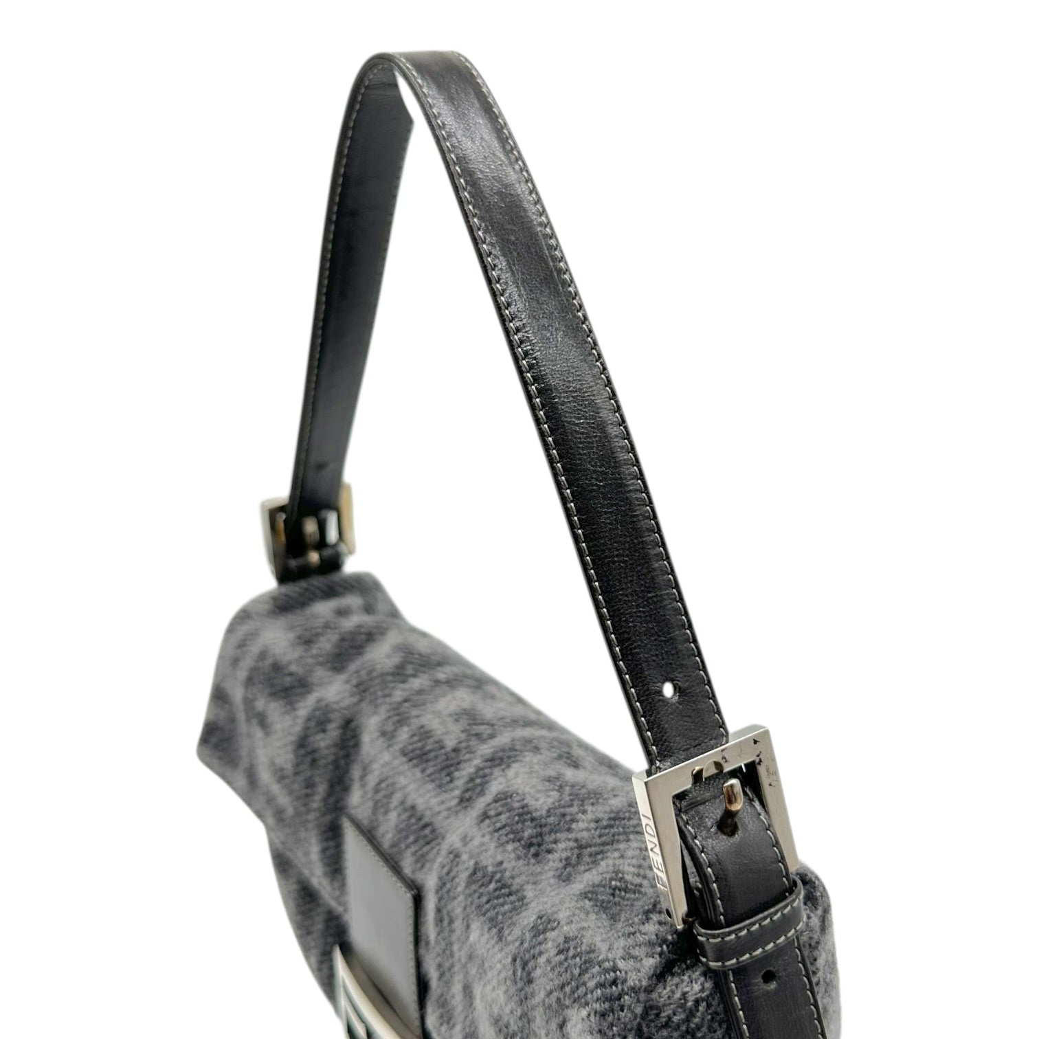 Fendi Baguette Bag Gray Zucca Cashmere Knit
