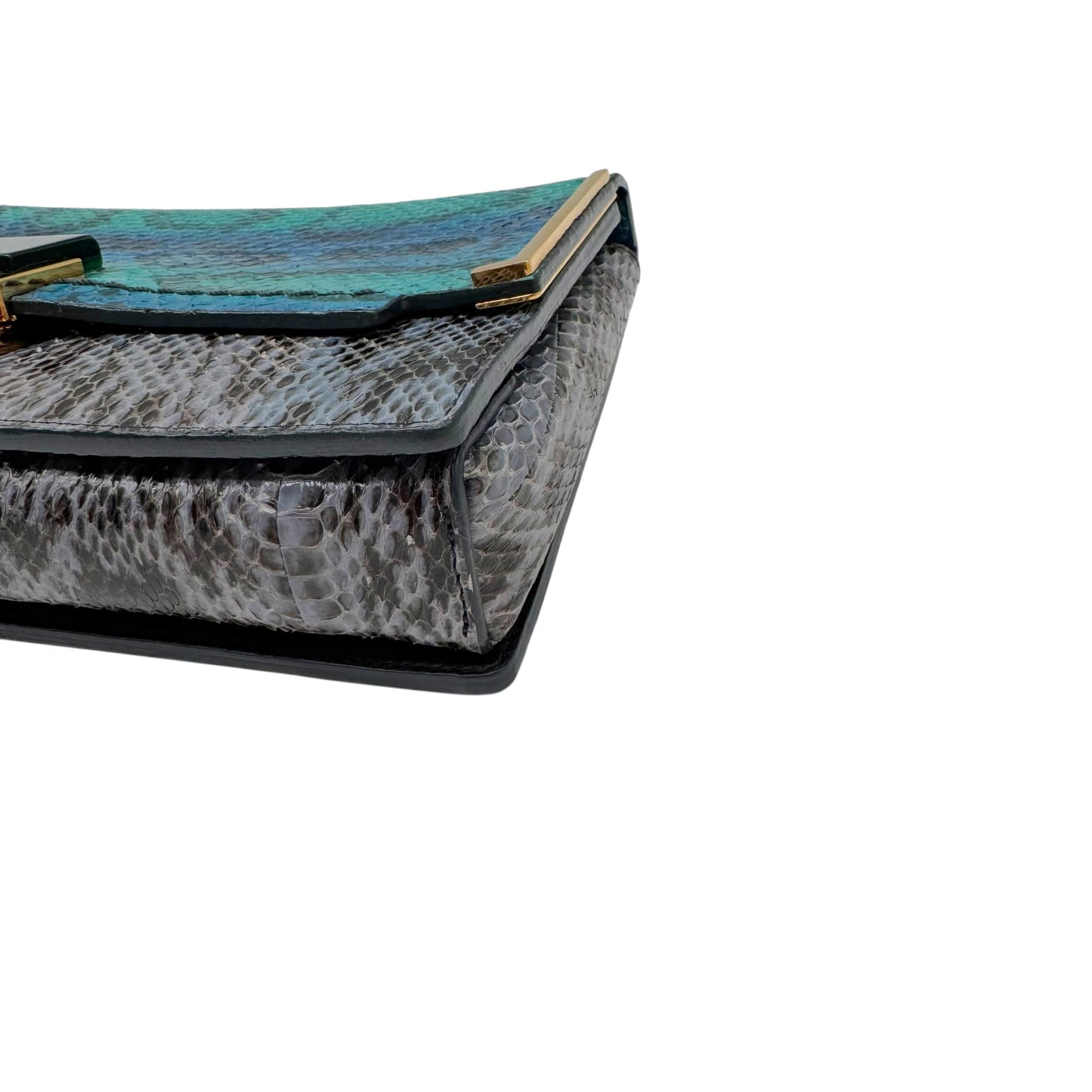 Lanvin Turquoise Blue Python & Stone Clutch Bag