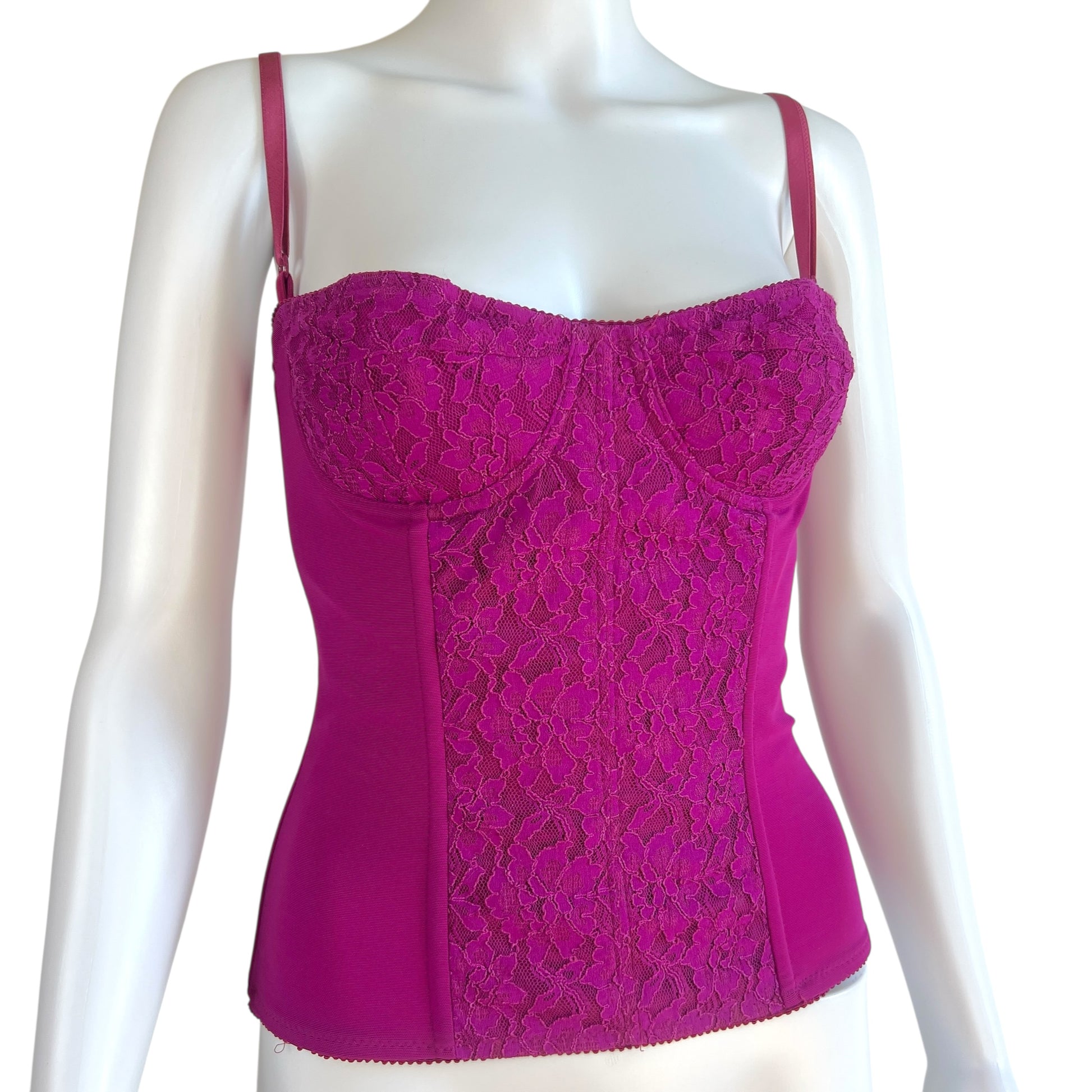 D&G Dolce & Gabbana Bright Purple Lace Corset Top - Outfit Repeater
