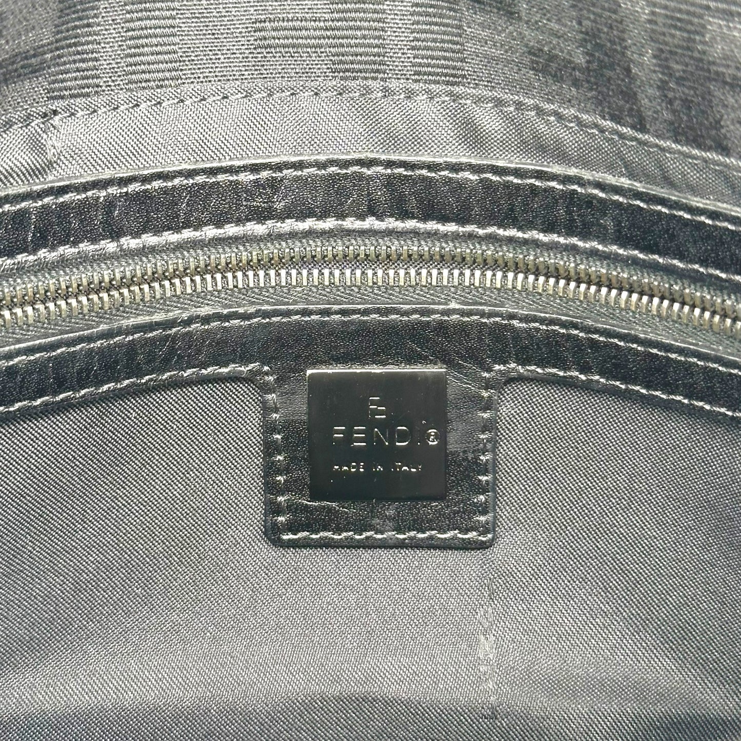 Fendi Black Zucca Monogram Foldover Square Baguette Bag