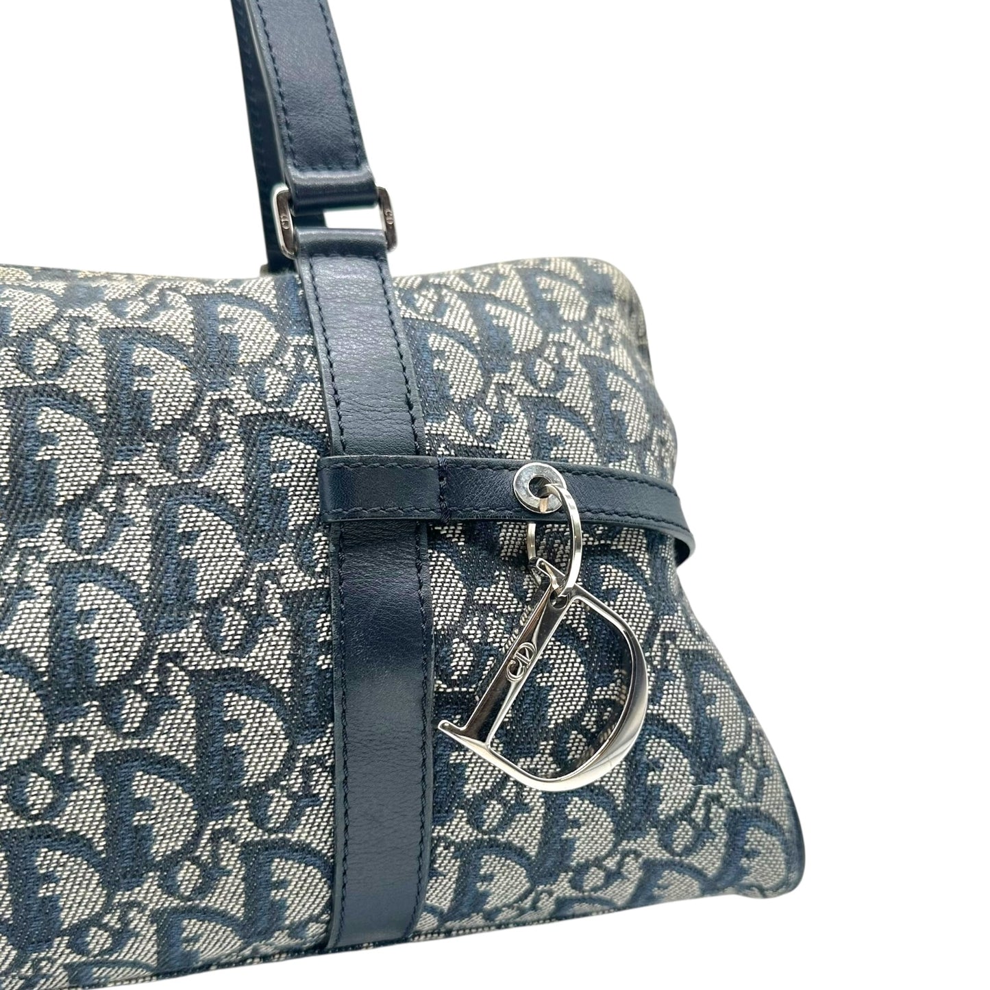 Christian Dior Navy Blue Trotter Monogram Logo Hardware Shoulder Bag