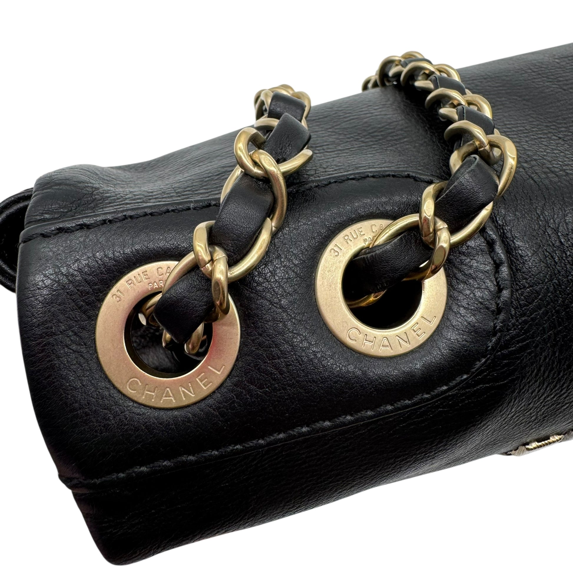 Chanel Black Lambskin CC Studded Logo East West Shoulder Bag 2008-09 - Outfit Repeater