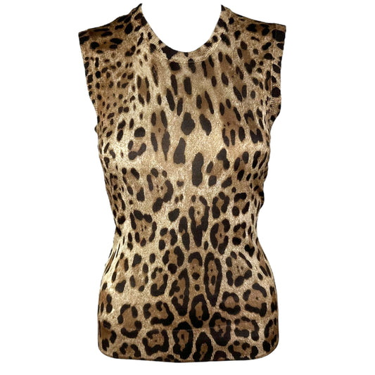 Dolce & Gabbana Leopard Print Cashmere Tank Top