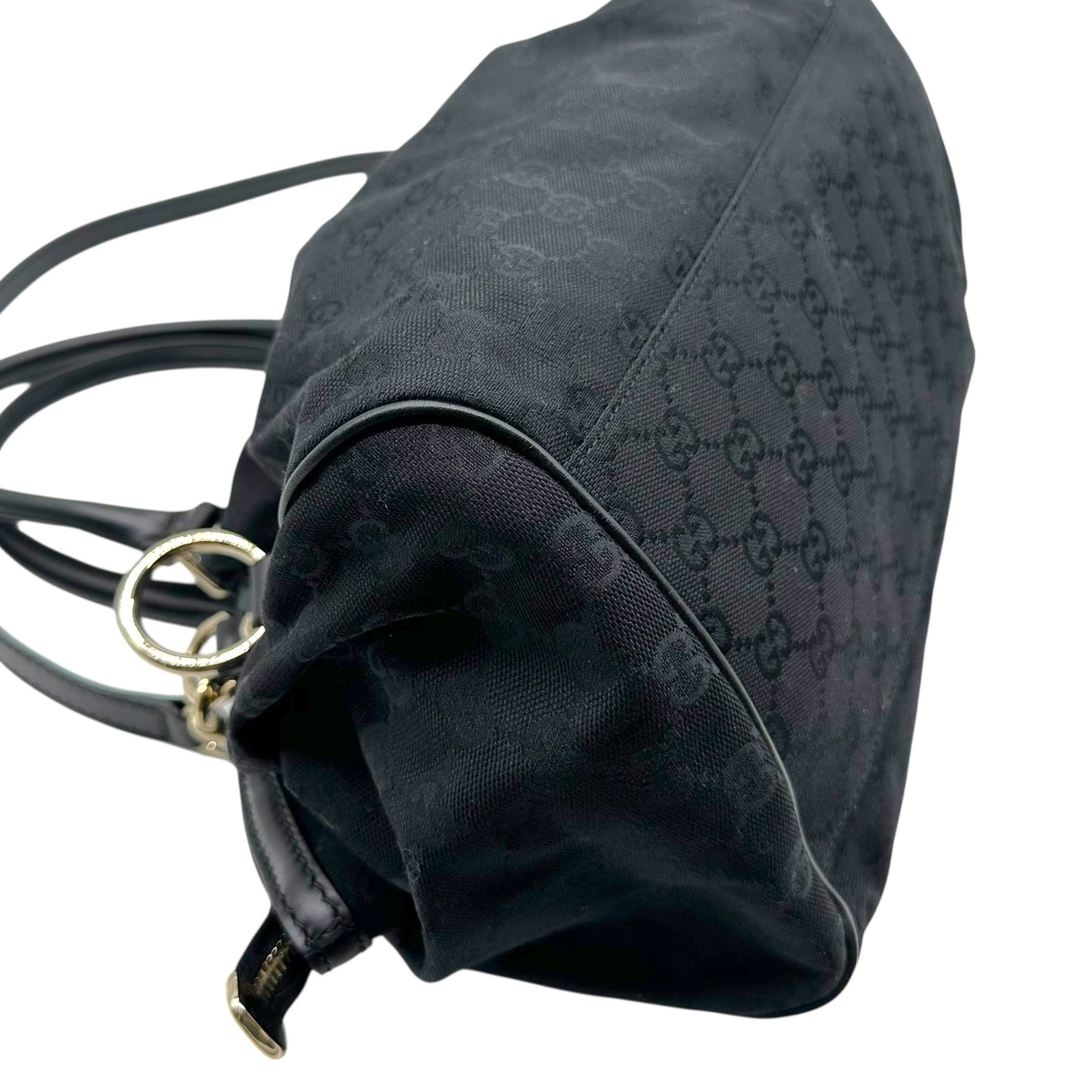 Gucci Black Monogram Canvas 2-Way Bowler Bag