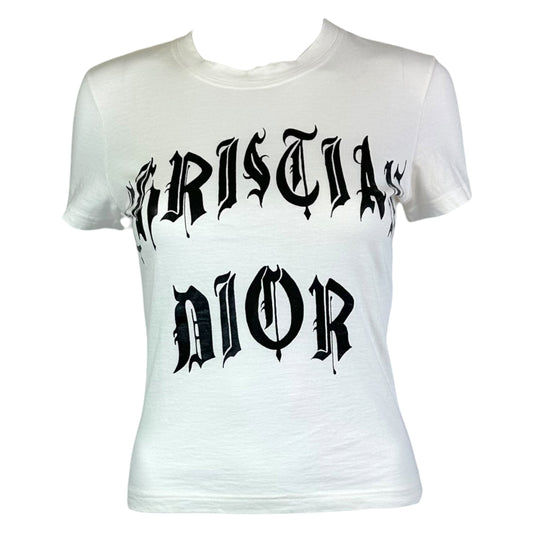 Christian Dior S/S 2002 Black & White Old English Logo T-Shirt