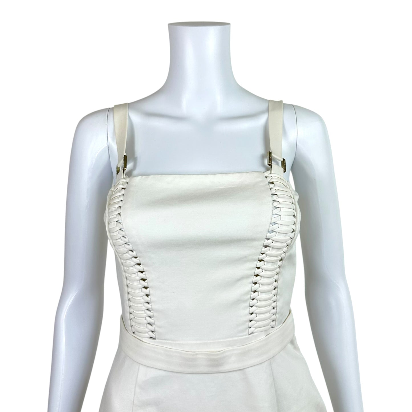 Gianni Versace White Lace Up Bustier Mini Dress