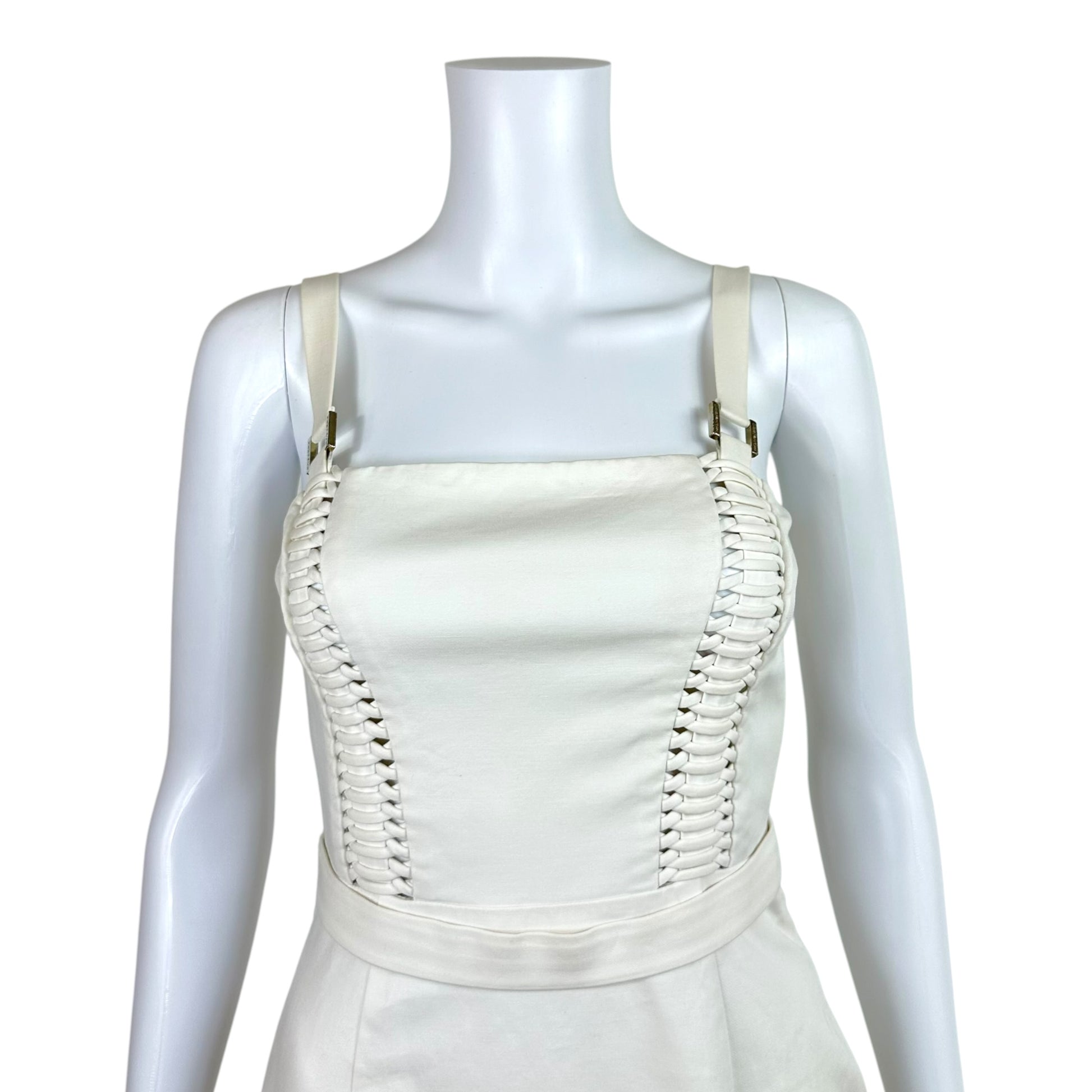 Gianni Versace White Lace Up Bustier Mini Dress