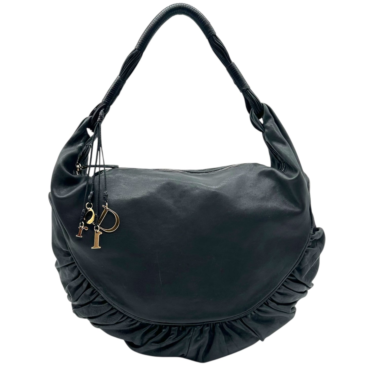 Christian Dior Black Leather Gypsy Hobo Bag