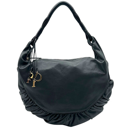 Christian Dior Black Leather Gypsy Hobo Bag