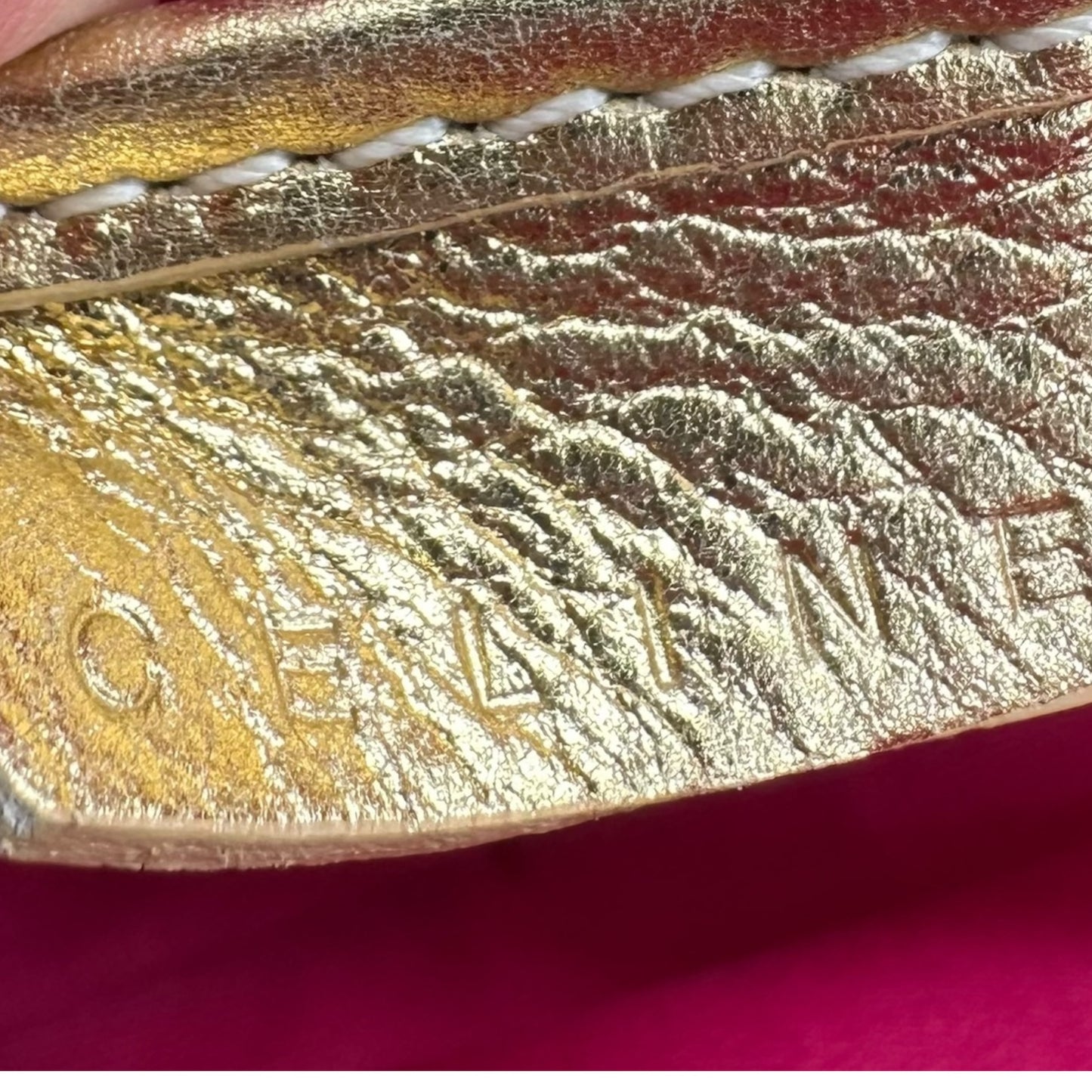 Celine Pink & Gold Denim Triomphe Monogram Pochette Bag - Outfit Repeater