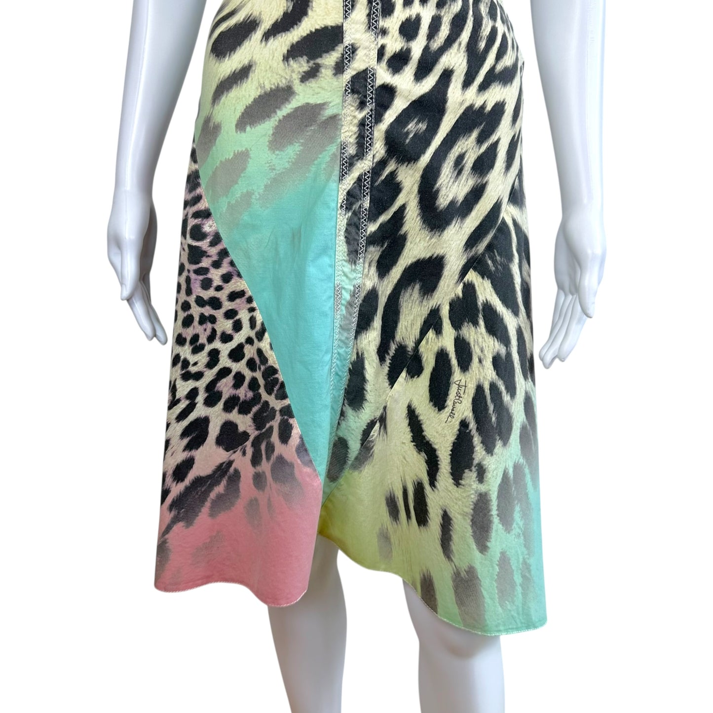 Roberto Cavalli Multicolor Leopard Halter Midi Dress