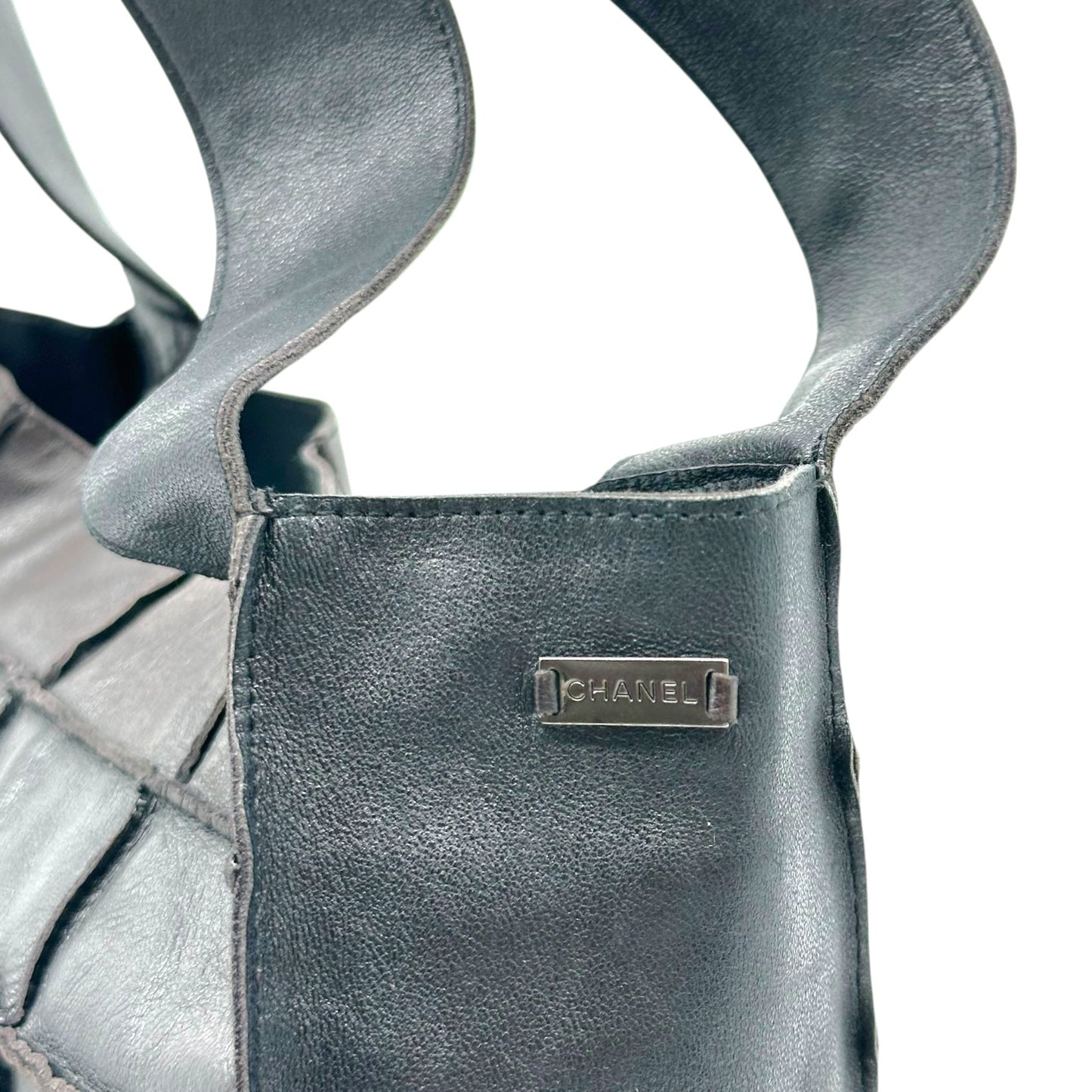 Chanel Black Patchwork Lambskin Leather Tote Bag 1997-99