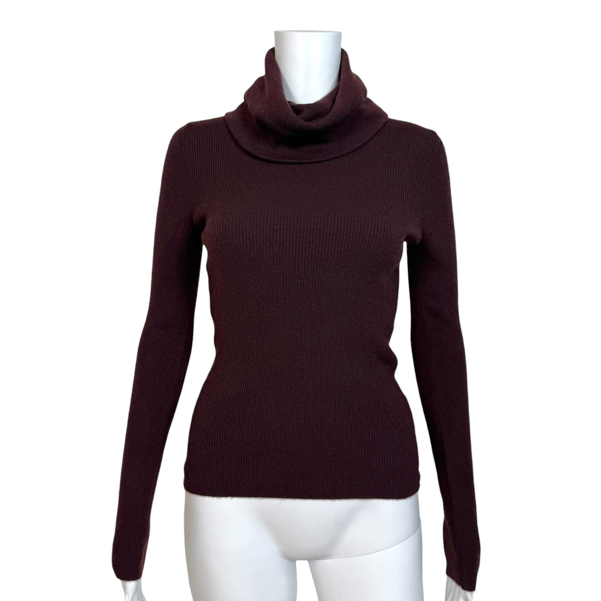 Celine Burgundy Cashmere Knit Turtleneck Sweater