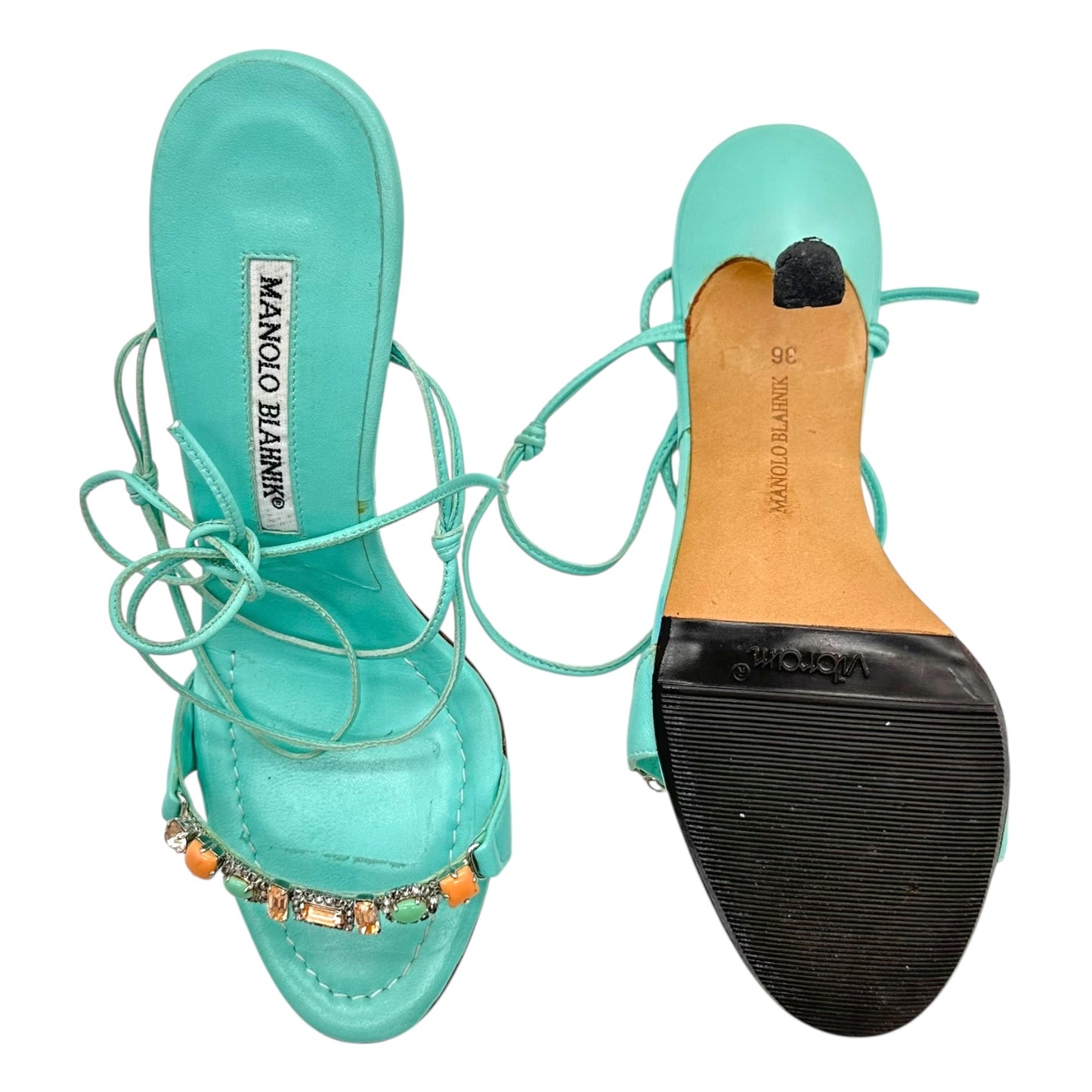 Manolo Blahnik Turquoise Wrap Heels