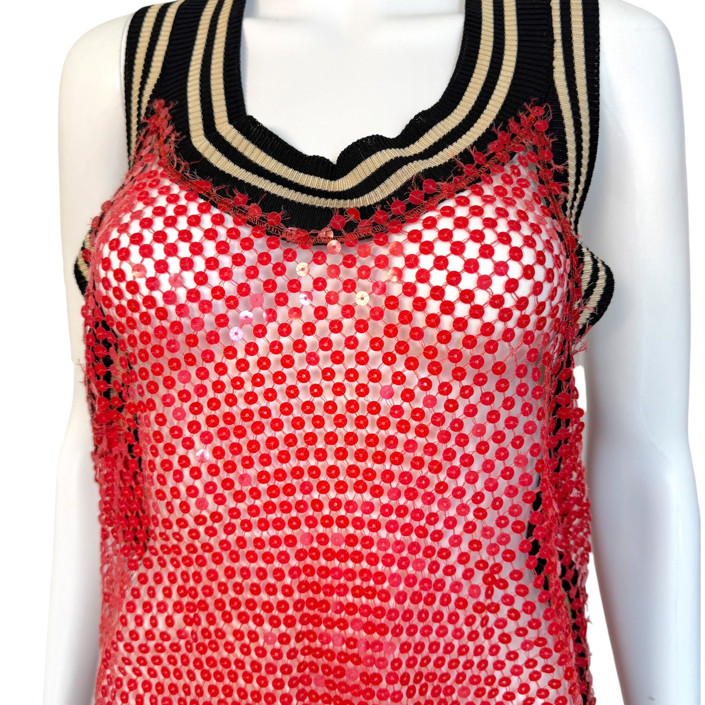 Jean Paul Gaultier Red Sequin 'Jersey' Tank
