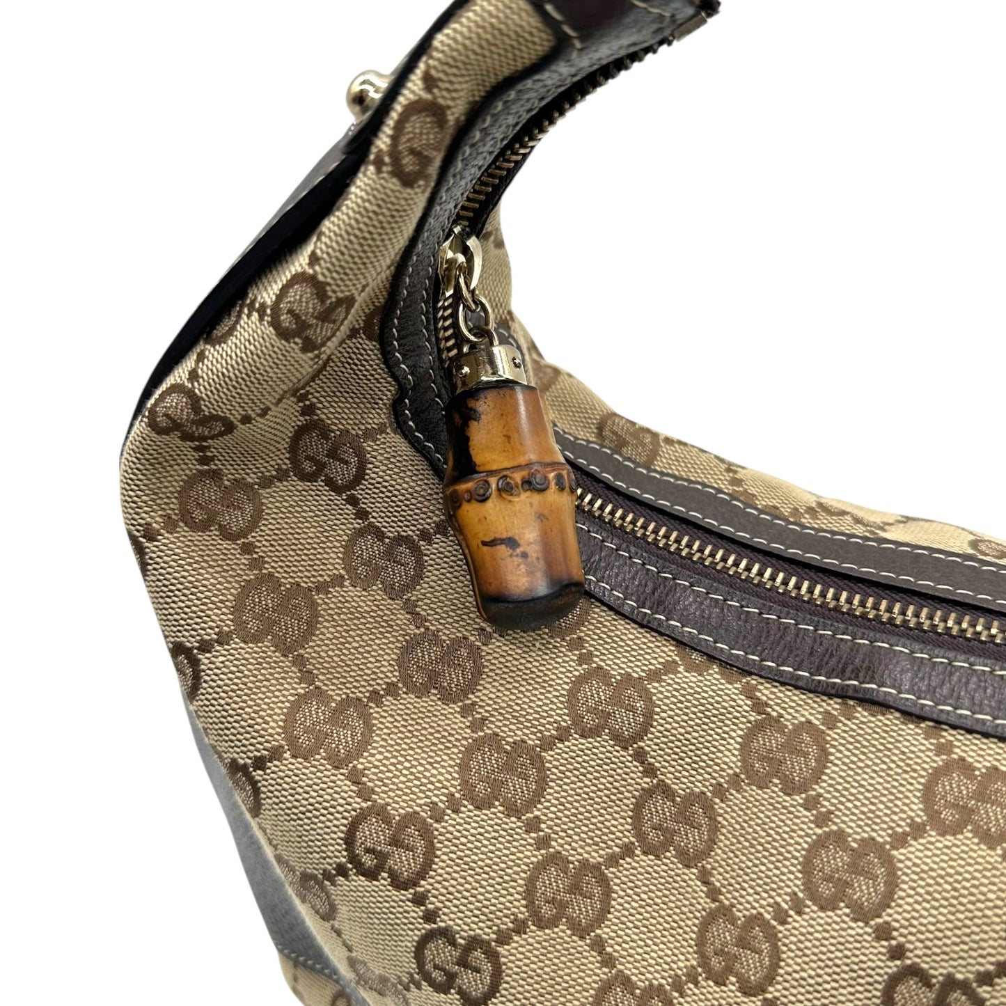 Gucci Tan Monogram Canvas Crescent Shoulder Bag - Outfit Repeater