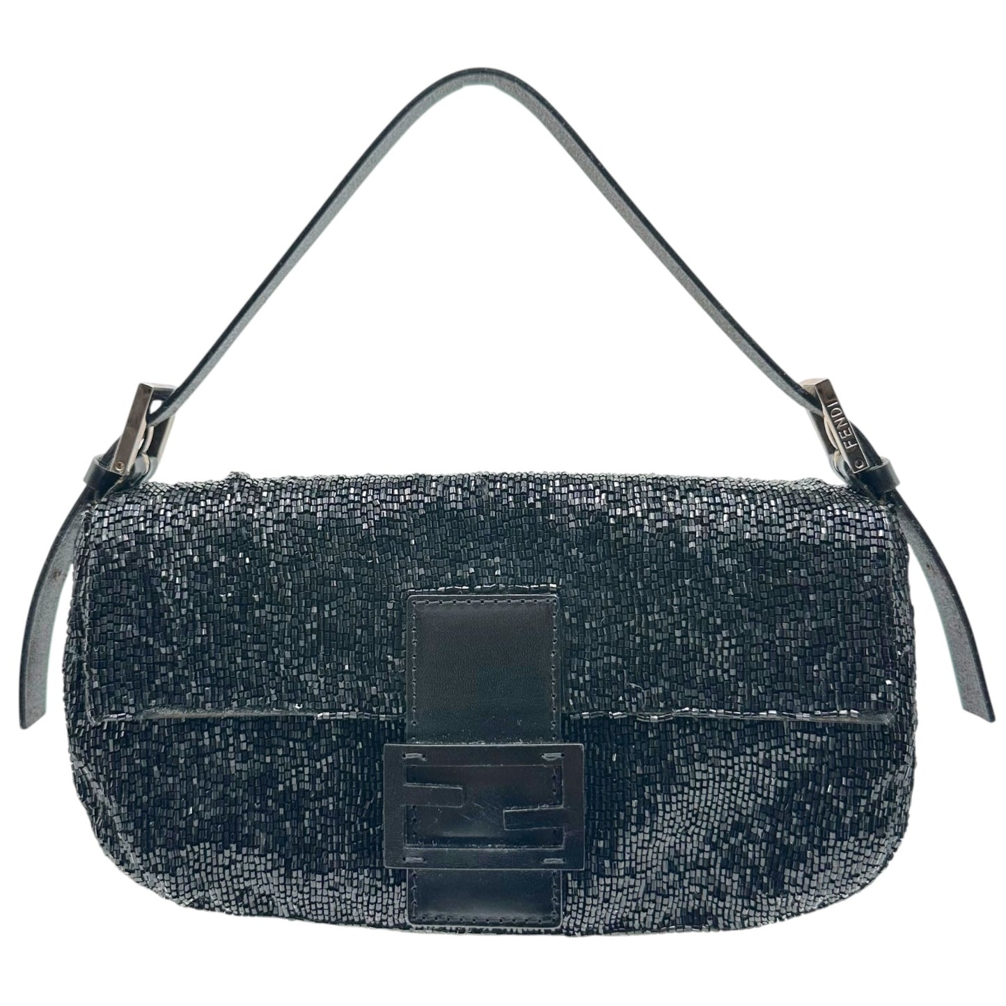 Fendi Black Beaded Baguette Bag