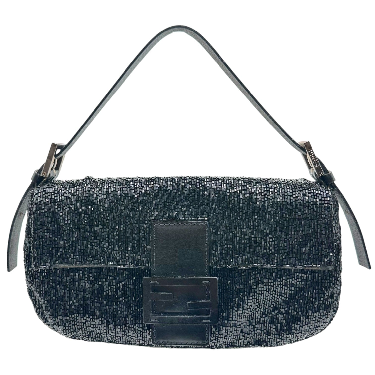Fendi Black Beaded Baguette Bag