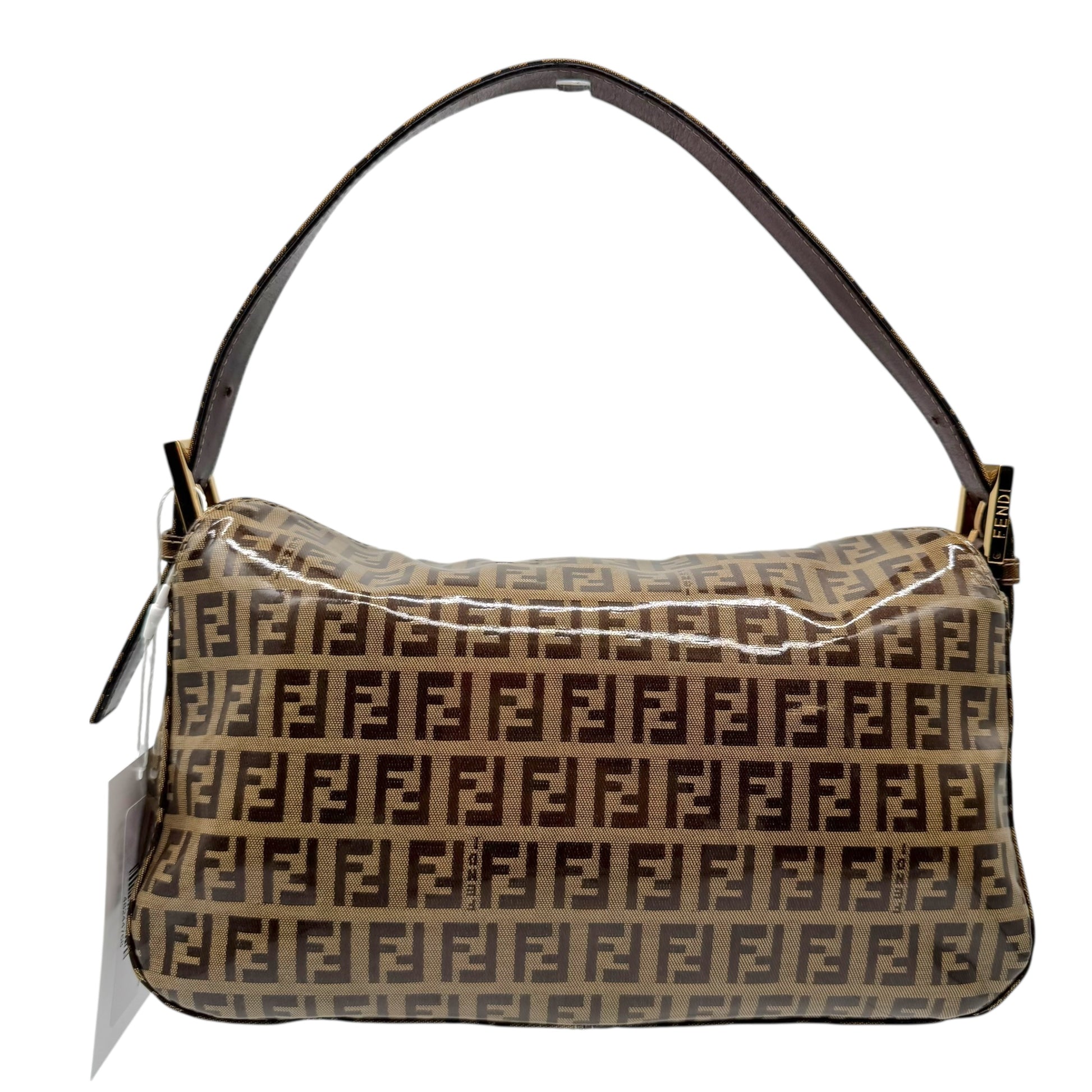 Fendi Tan Zucchino Monogram Coated Fold-Over Baguette Bag - Outfit Repeater