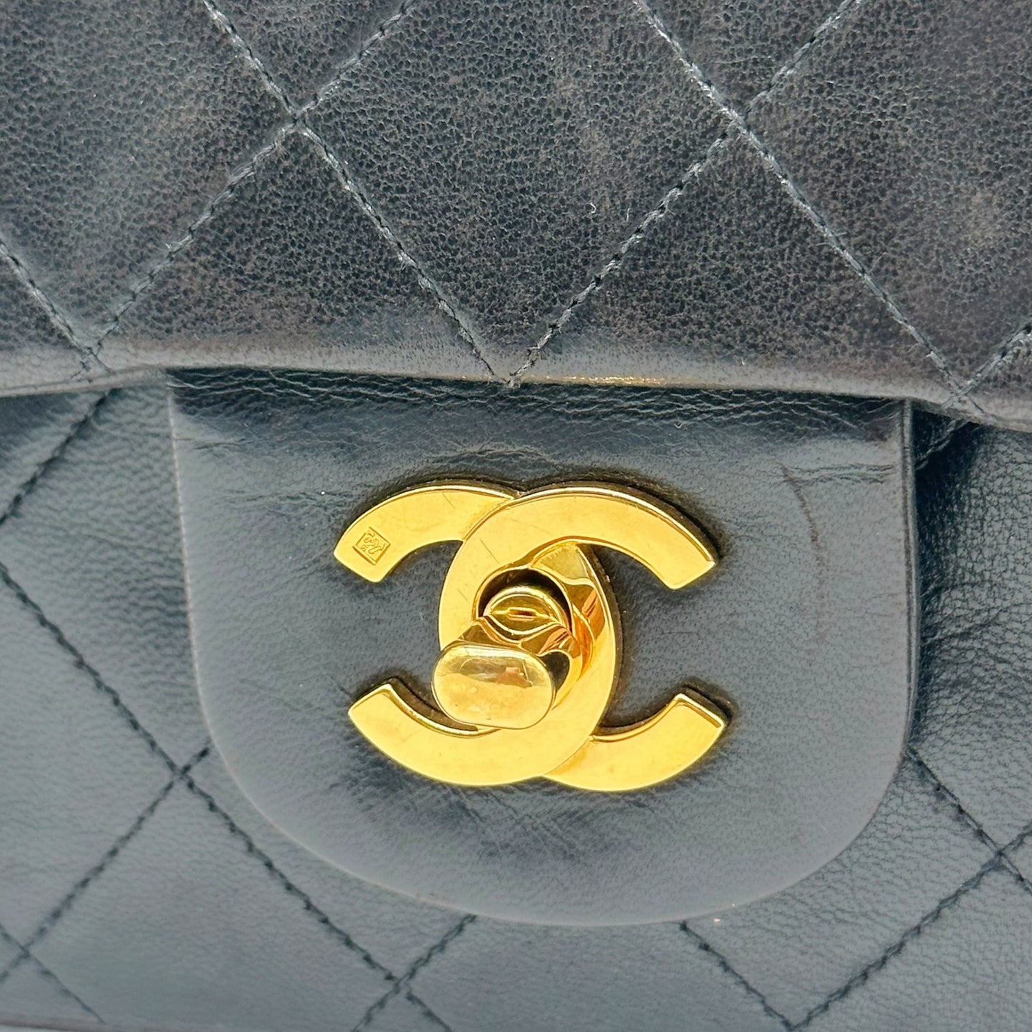Chanel Black Matelasse Lambskin & Gold Medium Classic Double Flap Bag 1994-96