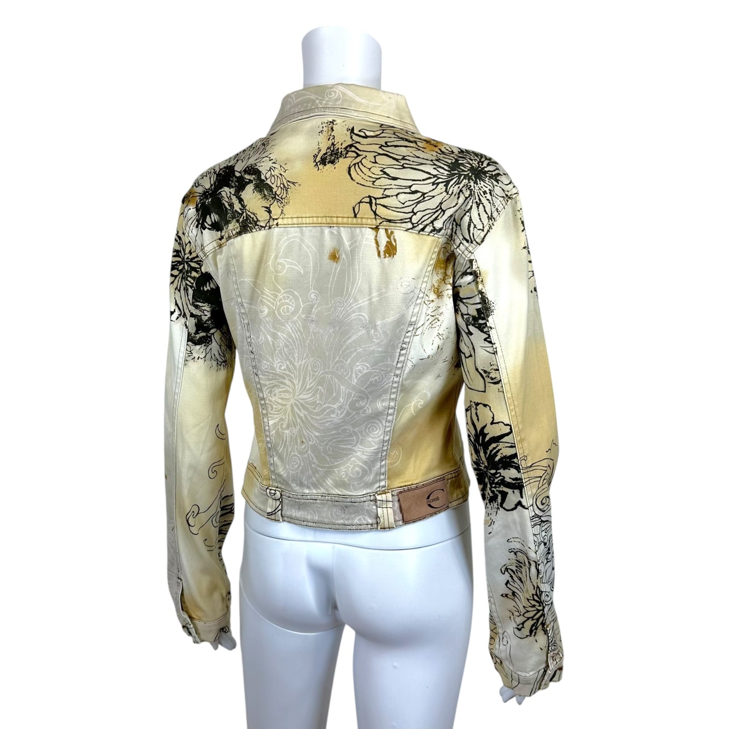 Just Cavalli Roberto Cavalli Beige & Black Floral Printed Jeans & Jacket Set