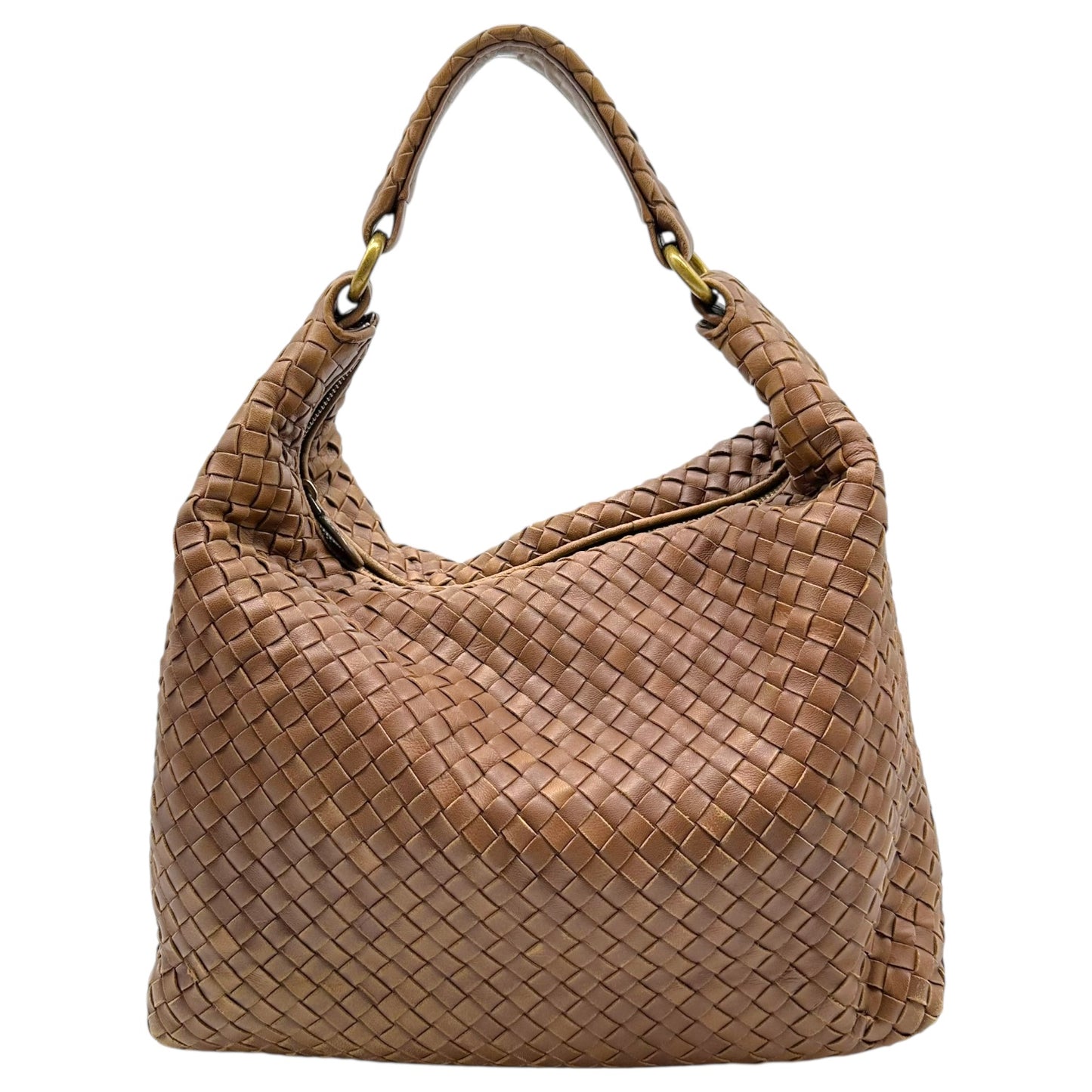 Bottega Veneta Brown Intrecciato Woven Leather Hobo Bag