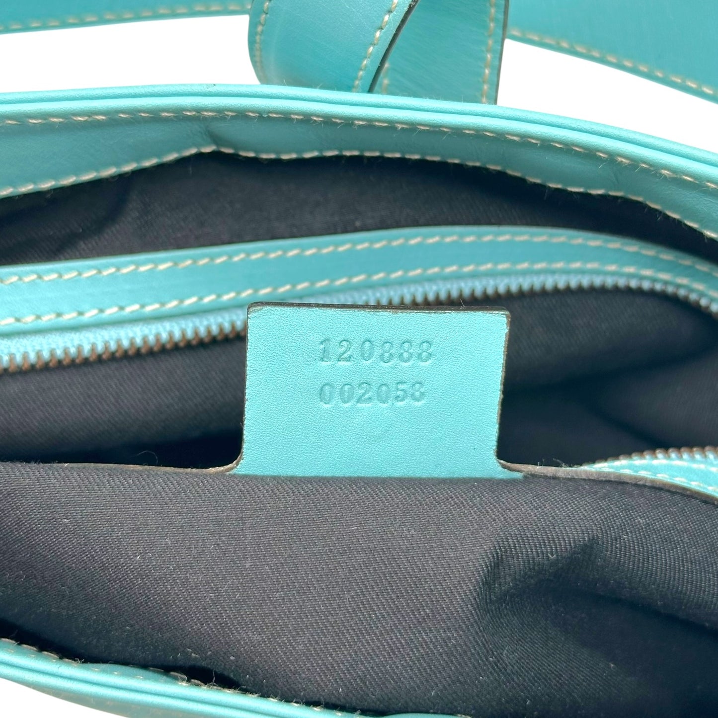 Gucci Turquoise Leather Monogram Piston Lock Shoulder Bag