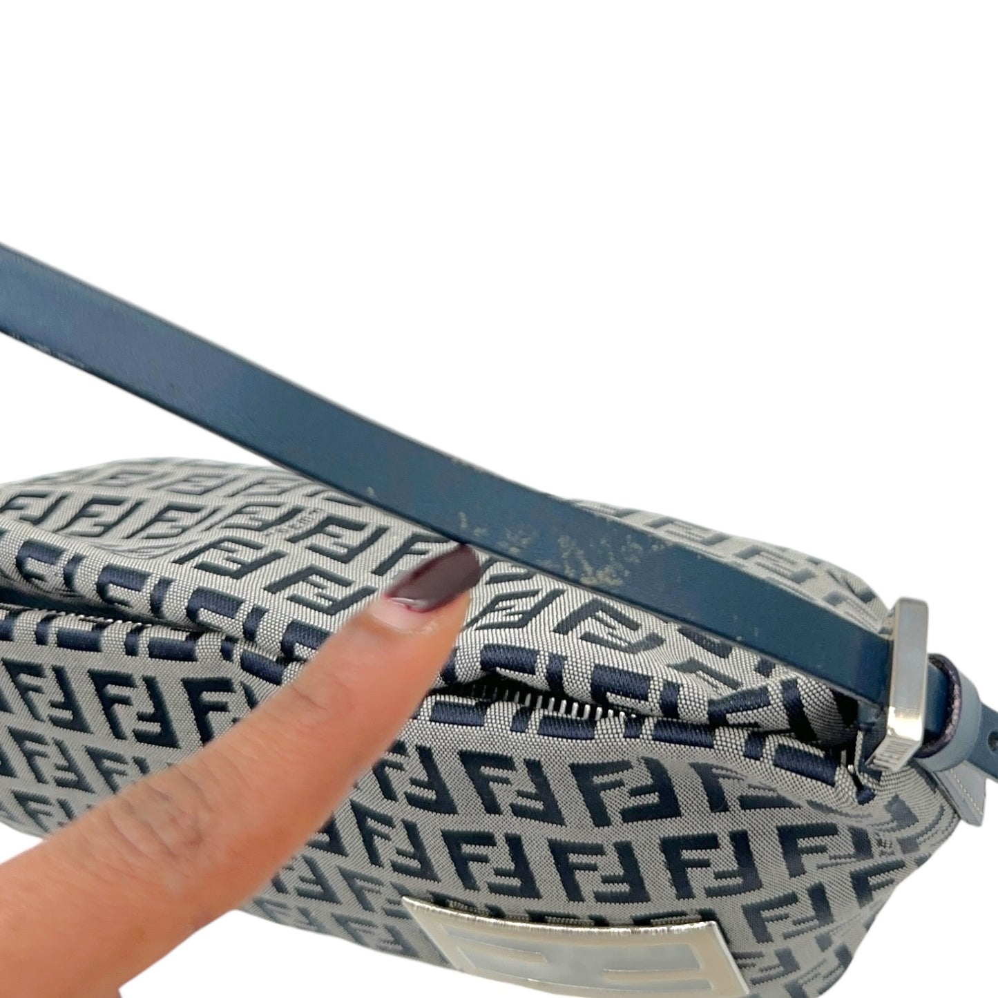 Fendi Navy Blue Zucchino Monogram Boat Pochette Mini Bag