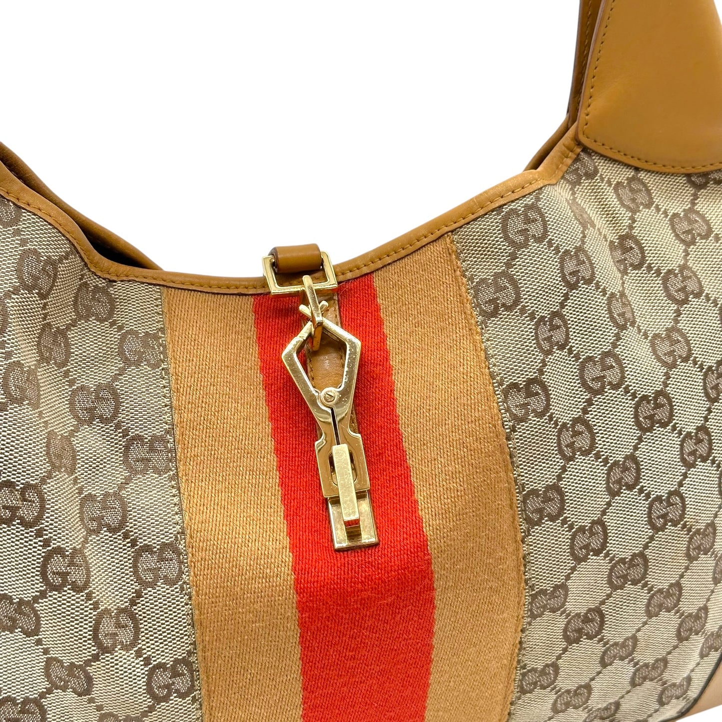 Gucci Tan Monogram Stripe Jackie Bag