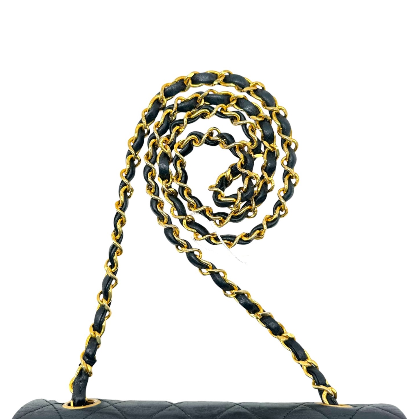 Chanel Black & Gold Lambskin Matelasse Small Classic Flap Bag 1989-91