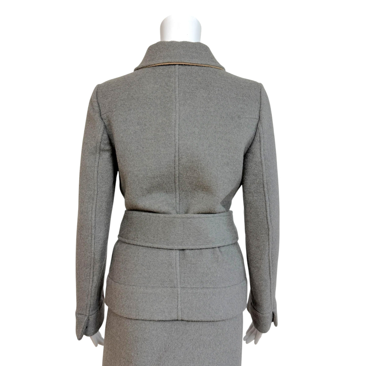 Dolce & Gabbana Gray Camel Double-Sided Midi Skirt Coat Set