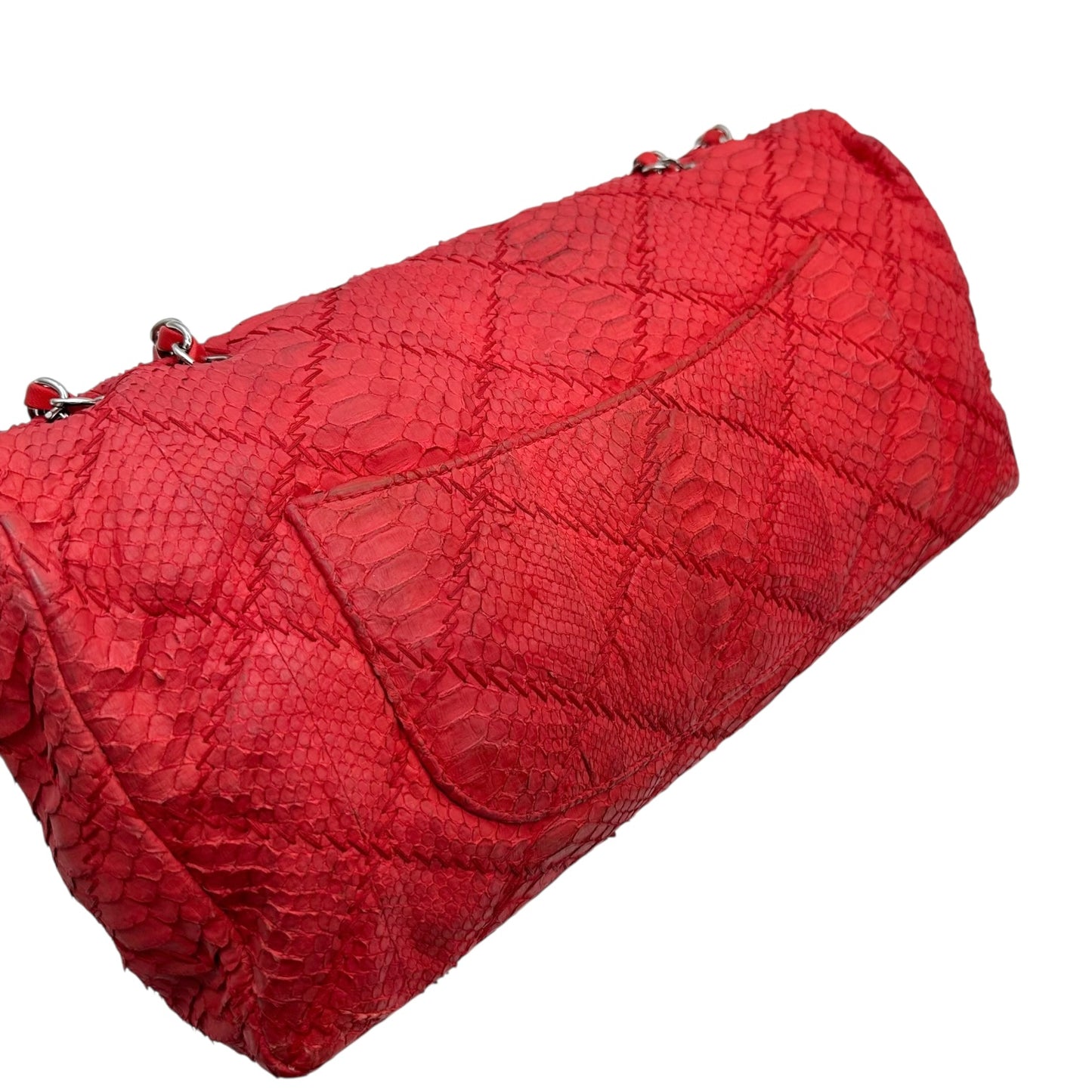 Chanel Cherry Red Python East-West Flap Bag