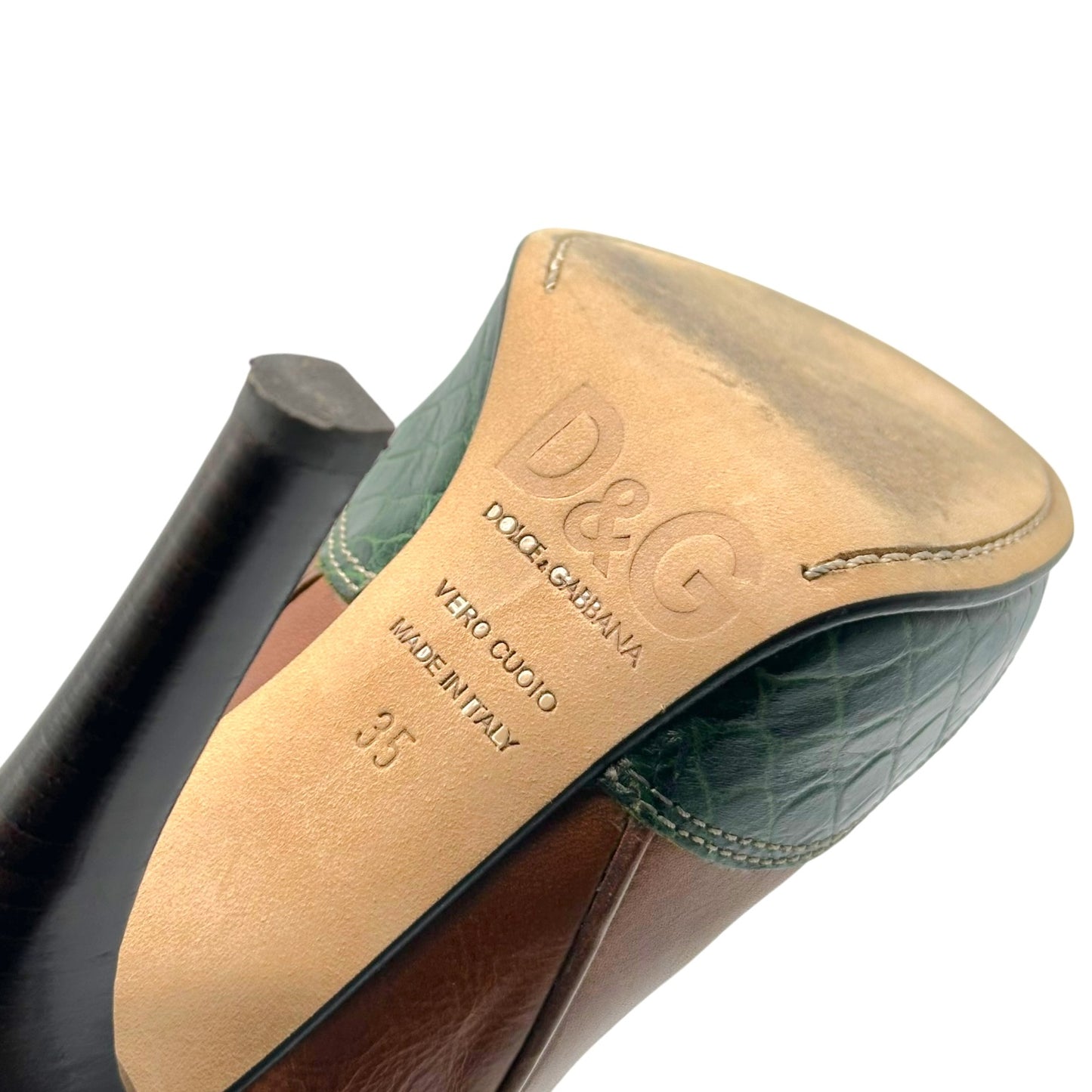 Dolce & Gabbana Brown Leather Heeled Cowboy Boots